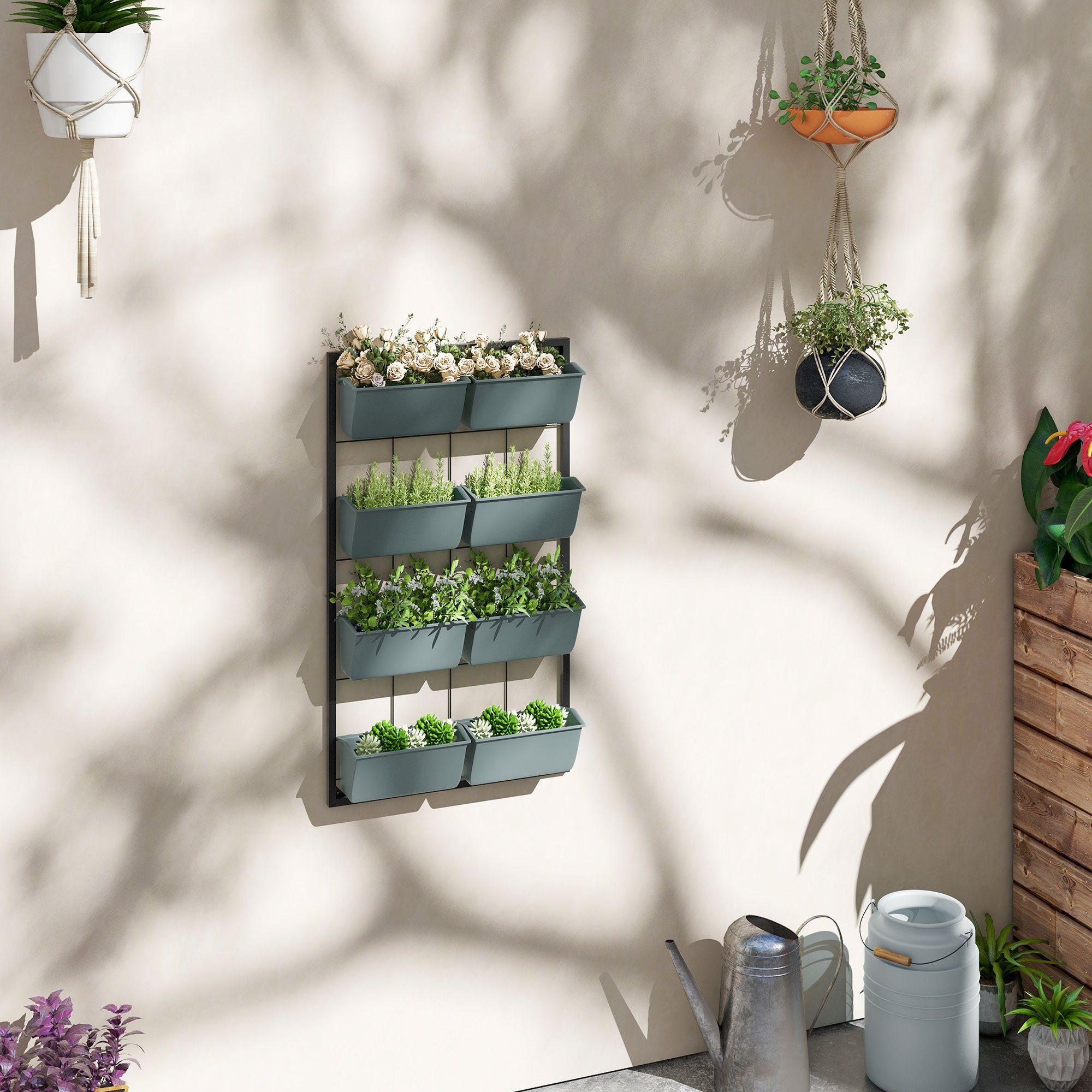 Outsunny Pflanzentreppe Blumenständer, Pflanzenständer mit 8 Töpfen (Pflanz günstig online kaufen