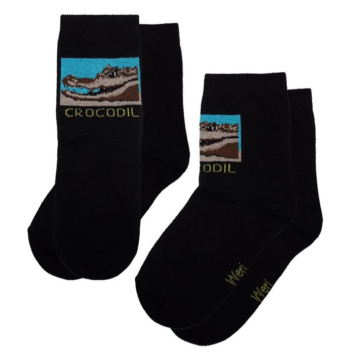 WERI SPEZIALS Strumpfhersteller GmbH Socken Kinder Socken 2-er Pack für Jungs >>Krokodil<< aus Baumwolle (Set) 2er-Pack