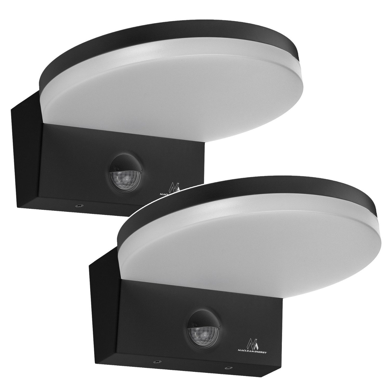 Maclean Außen-Wandleuchte MCE344 mit Bewegungsmelder 15W 1560lm IP65, LED fest integriert, neutralweiß, Dämmerungssensor 4000K Neutralweiß Wandlampe Garten Garage Eingang