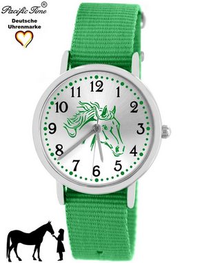 Pacific Time Quarzuhr Kinder Armbanduhr Pferd grün Wechselarmband, Mix und Match Design - Gratis Versand