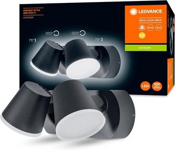 Ledvance LED Wandleuchte LED Außenwandleuchte Endura Style Mini Spot Strahler II Warmweiß 20W, LED fest integriert, Warmweiß, Midi Spot 2x Strahler