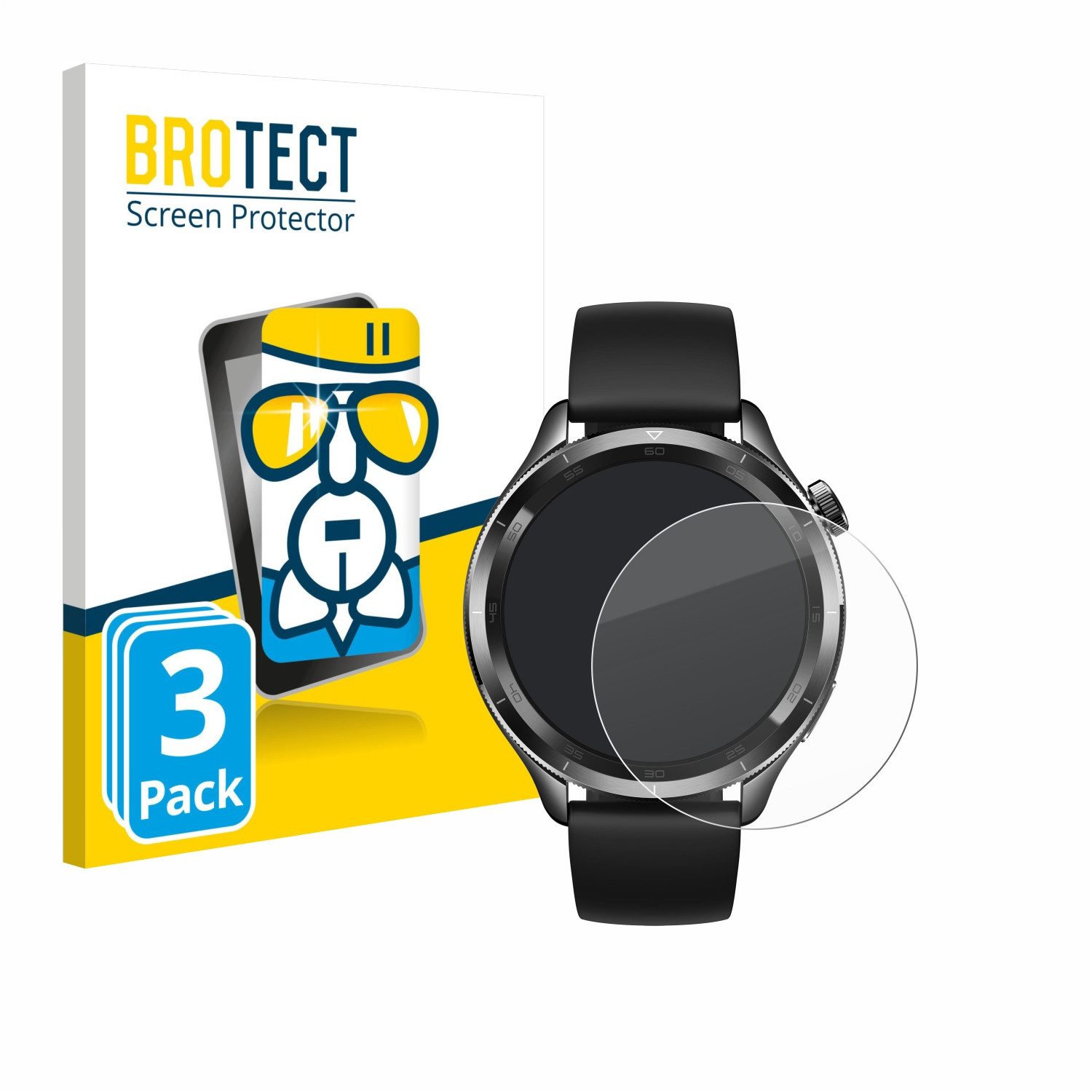 BROTECT Displayschutzglas Folie für Xiaomi Watch S4 (47 mm), 3 Stück, Schutzfolie Glas Panzer Display Schutz klar