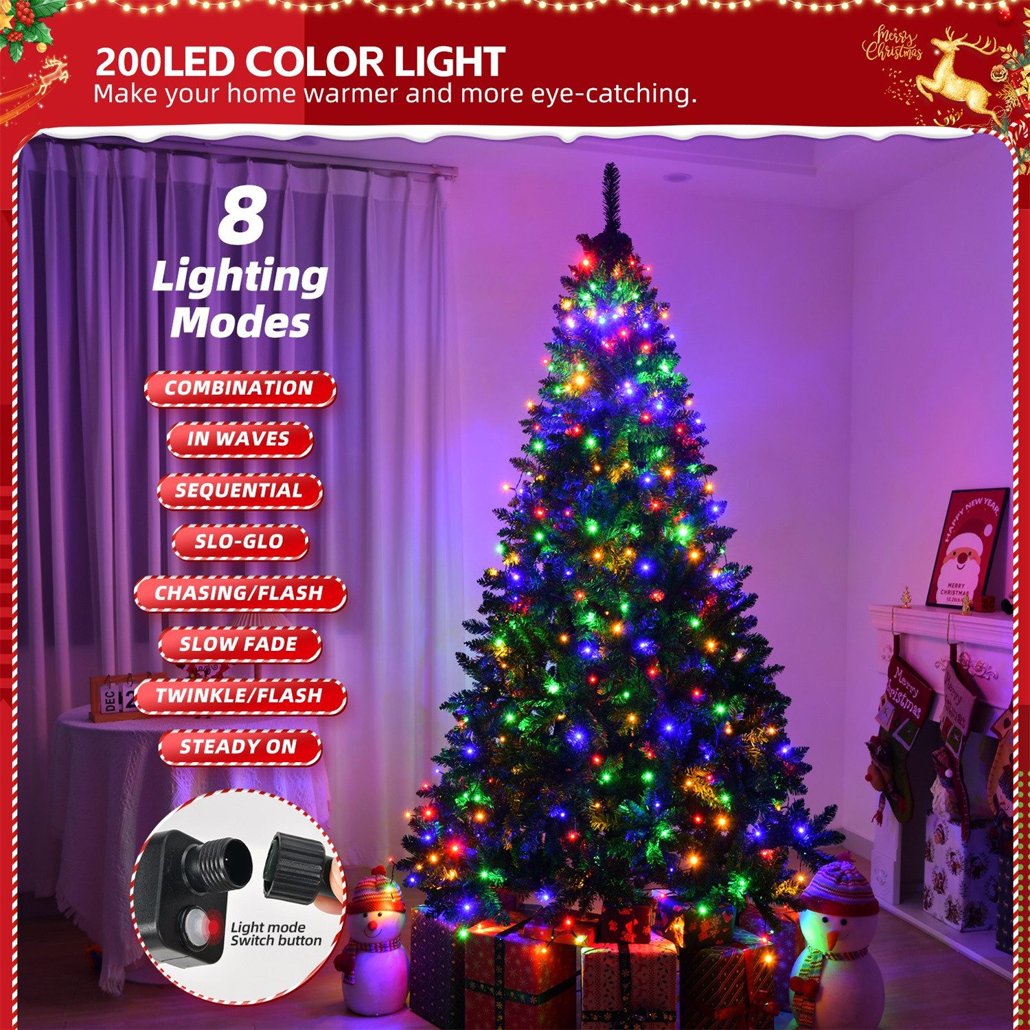 autolock Lichterkette LED-Lichterkette,Christbaumbeleuchtung, Bunt+Warmweiß günstig online kaufen