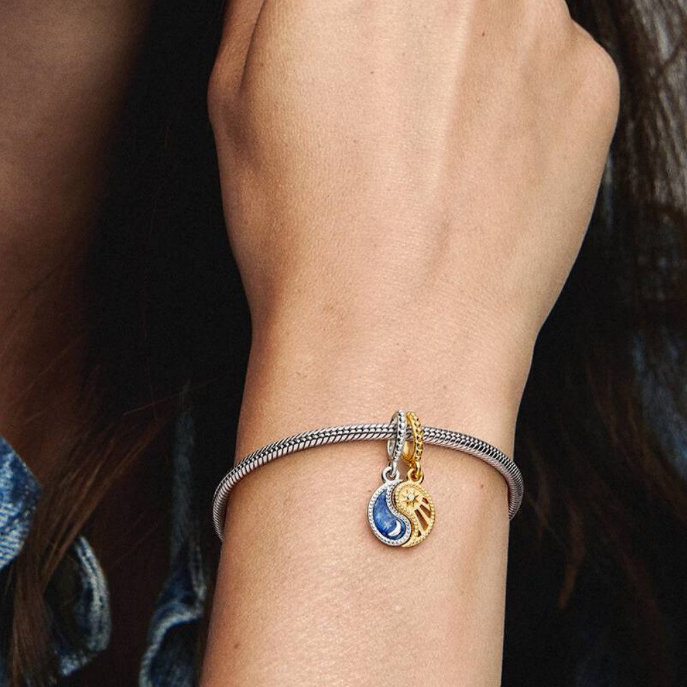 Pandora Charm-Einhänger SHINE-762678C01, Vergoldet, Sonne, Mond, Zirkonia, Teilbar