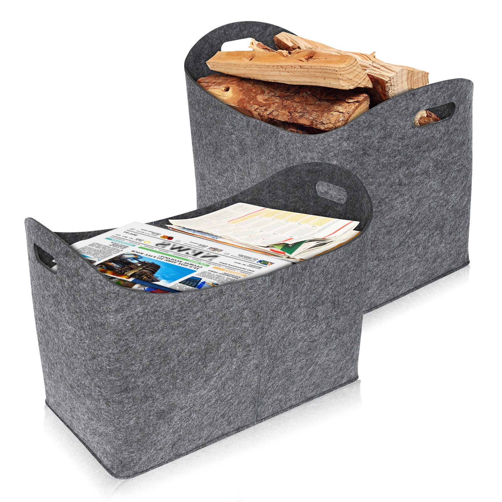 FIVMEN Kaminholzkorb XXL Filztasche mit Verstärkter Griff, Holzkorb für Kaminholz aus Filz (Filztaschen Shopper Extra Dicker)
