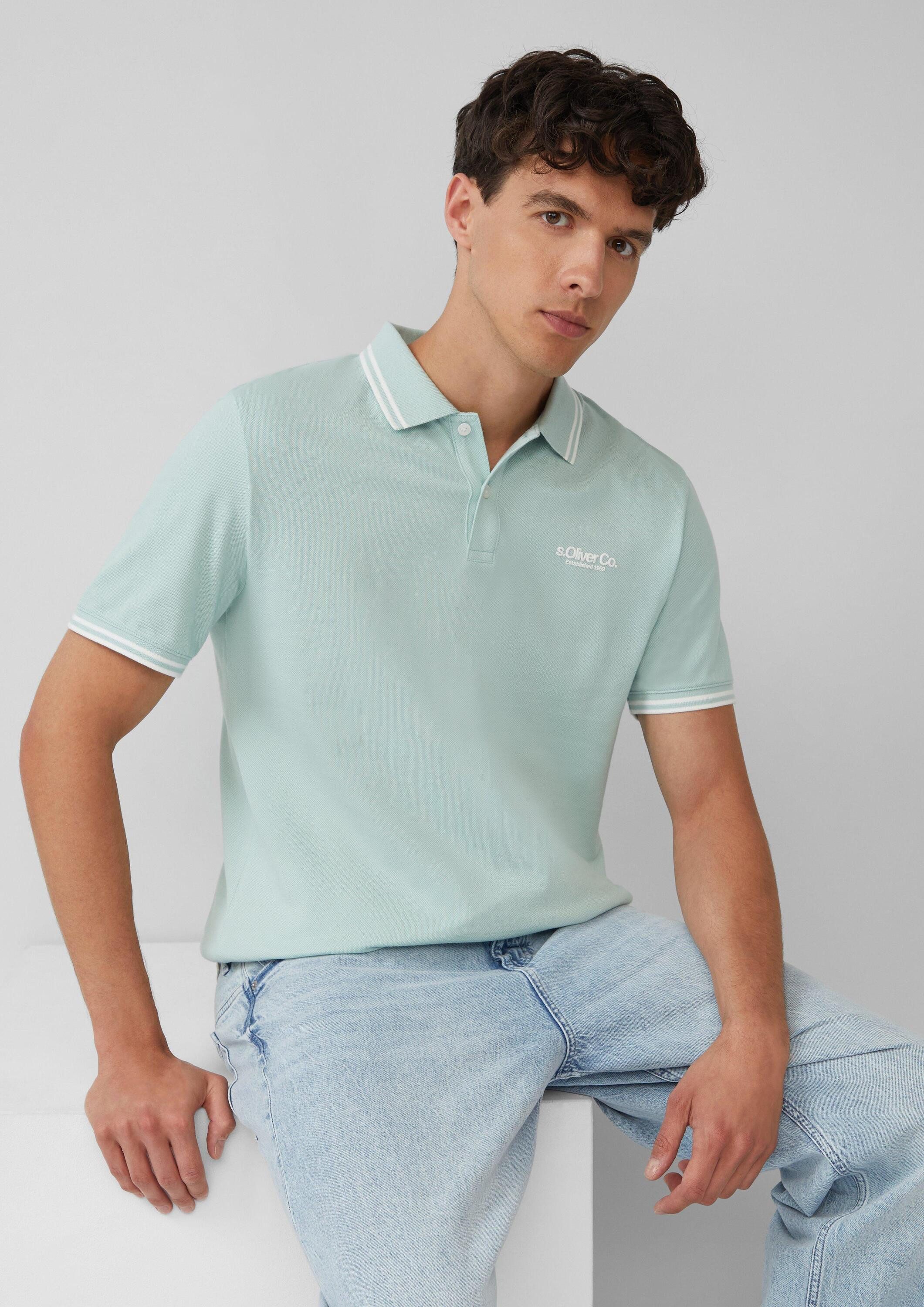 s.Oliver Kurzarmshirt Polo-Shirt Piqué-Poloshirt mit Kontrastdetails günstig online kaufen