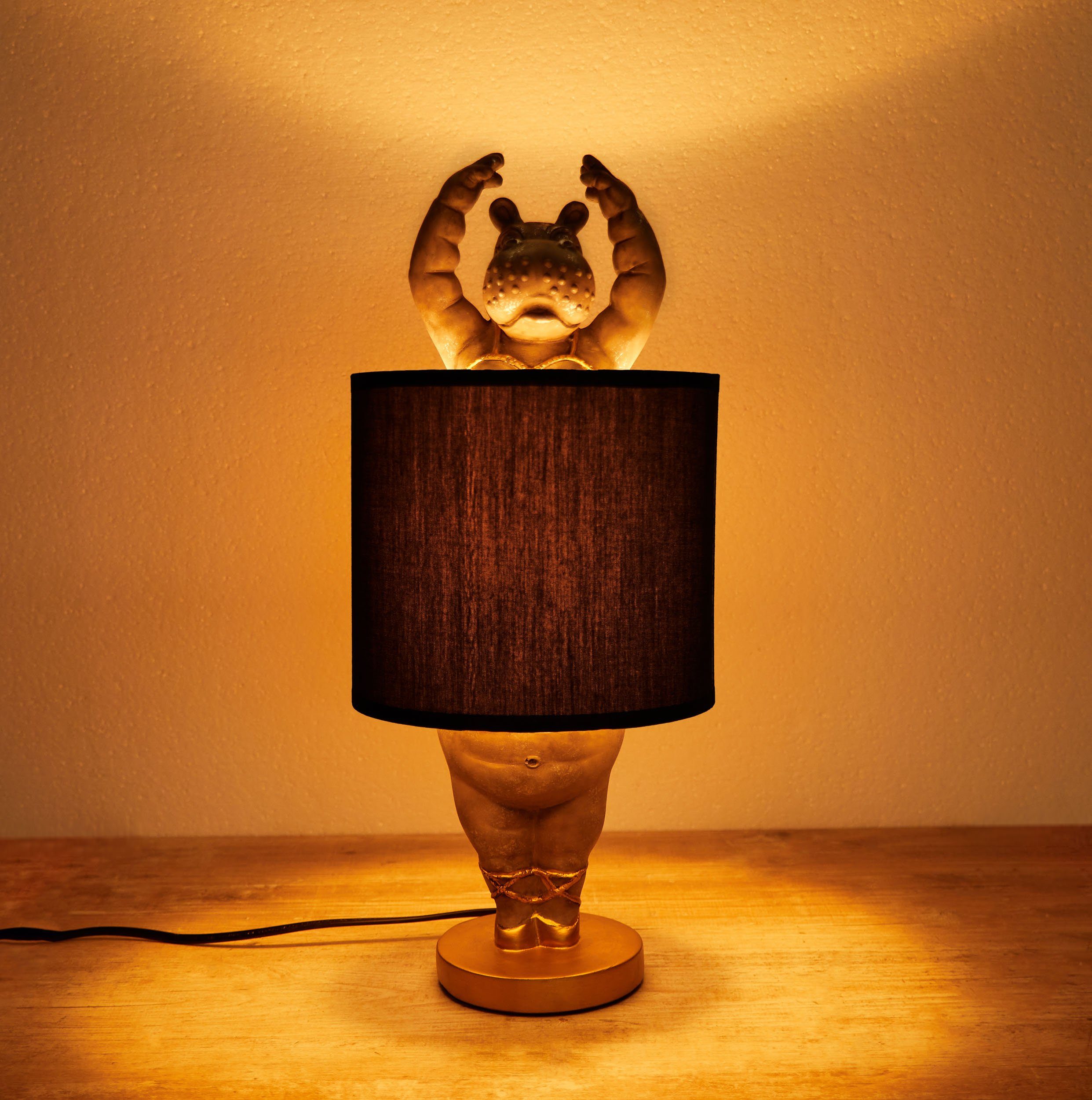 BRUBAKER Nachttischlampe Tischleuchte Nilpferd Ballerina, ohne Leuchtmittel, Motiv Lampe mit Keramikfuß, Höhe 43 cm