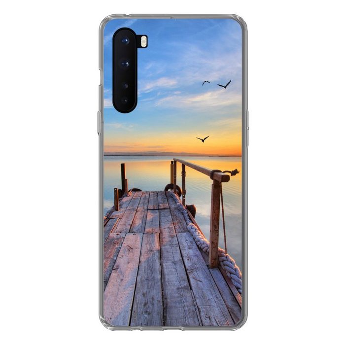 MuchoWow Handyhülle Wasser - Steg - Vögel - Sonnenuntergang - Horizont Phone Case Handyhülle OnePlus Nord Silikon Schutzhülle