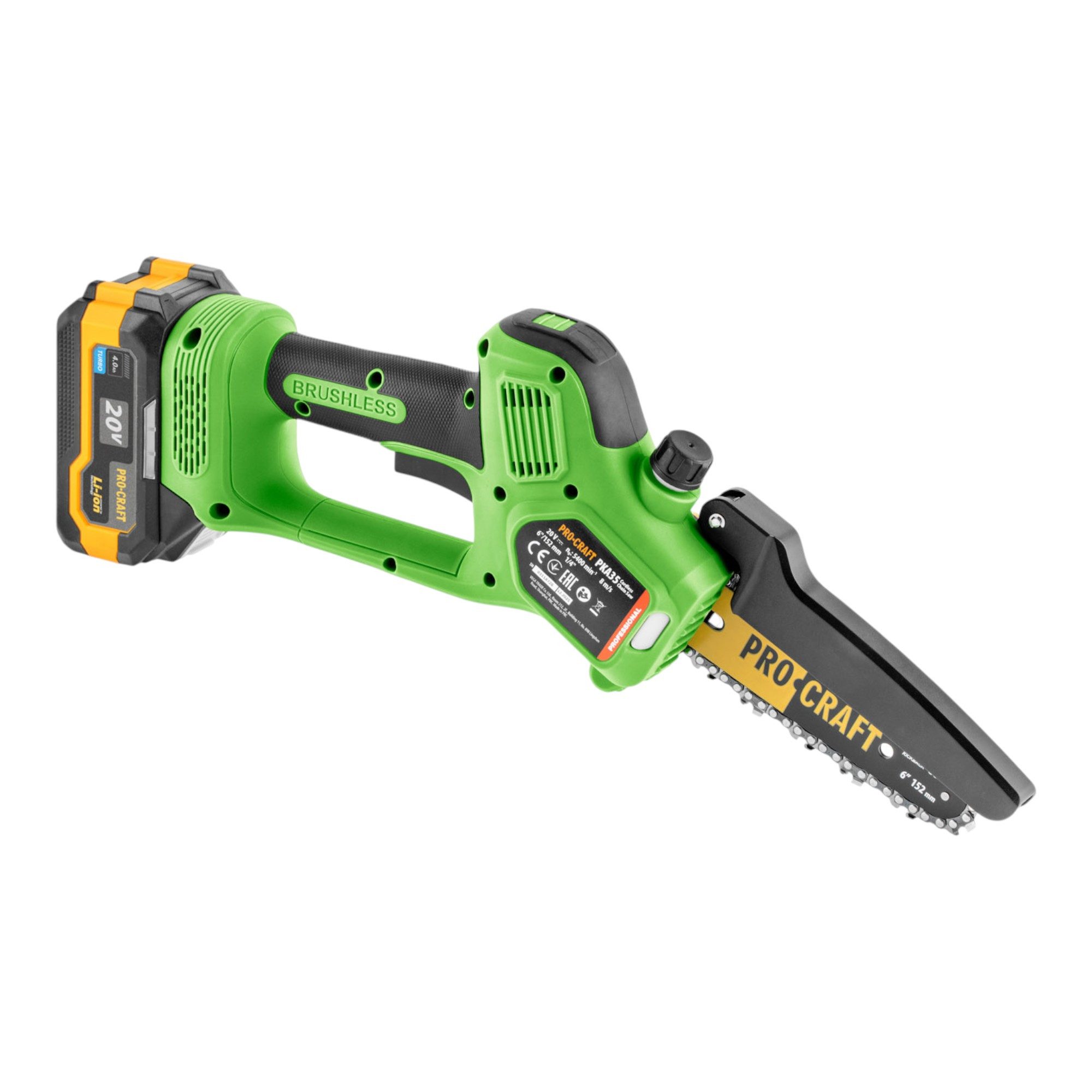 PRO CRAFT Akku-Kettensäge PA168SET Akku Gartengeräte Set 20 V PKA35Li Akku Mini Kettensäge