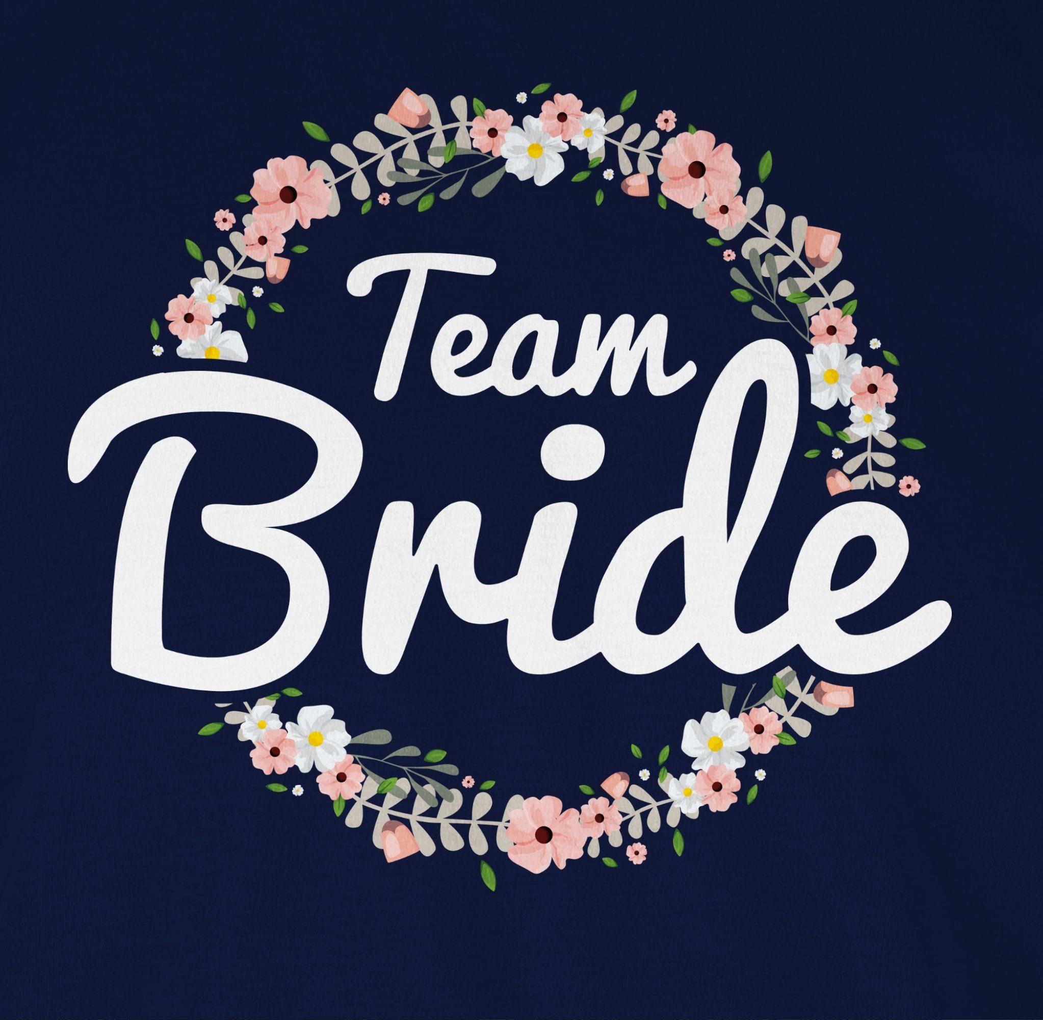 Damen Shirts Shirtracer T-Shirt Team Bride Blumenkranz - JGA Junggesellenabschied Frauen - Damen T-Shirt mit V-Ausschnitt Jungge