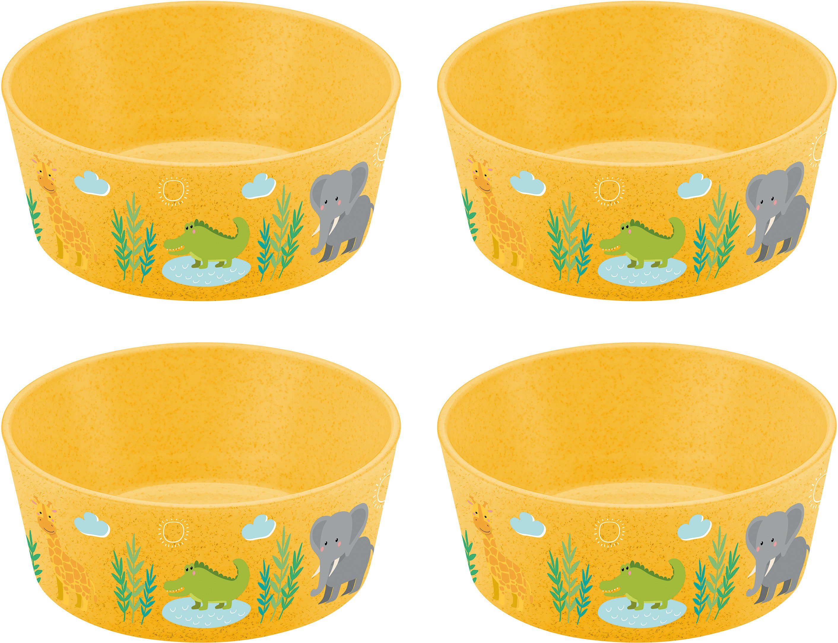 4-tlg), Kunststoff, Kinderschale ml BOWL 100% AFRICA, CONNECT KOZIOL made in CO² neutral produziert, Germany 400 recycelbar,100% (Set,