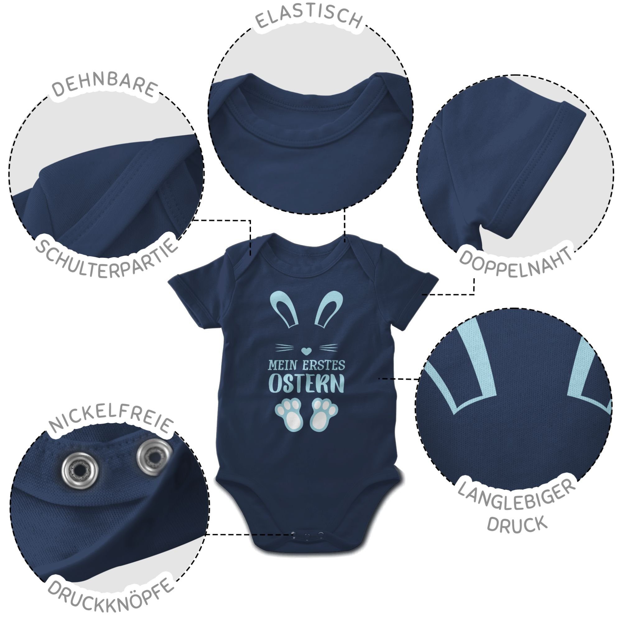 Navy Shirtracer - erstes Ostergeschenke 1 Shirtbody Mein Ostern Blau Hase
