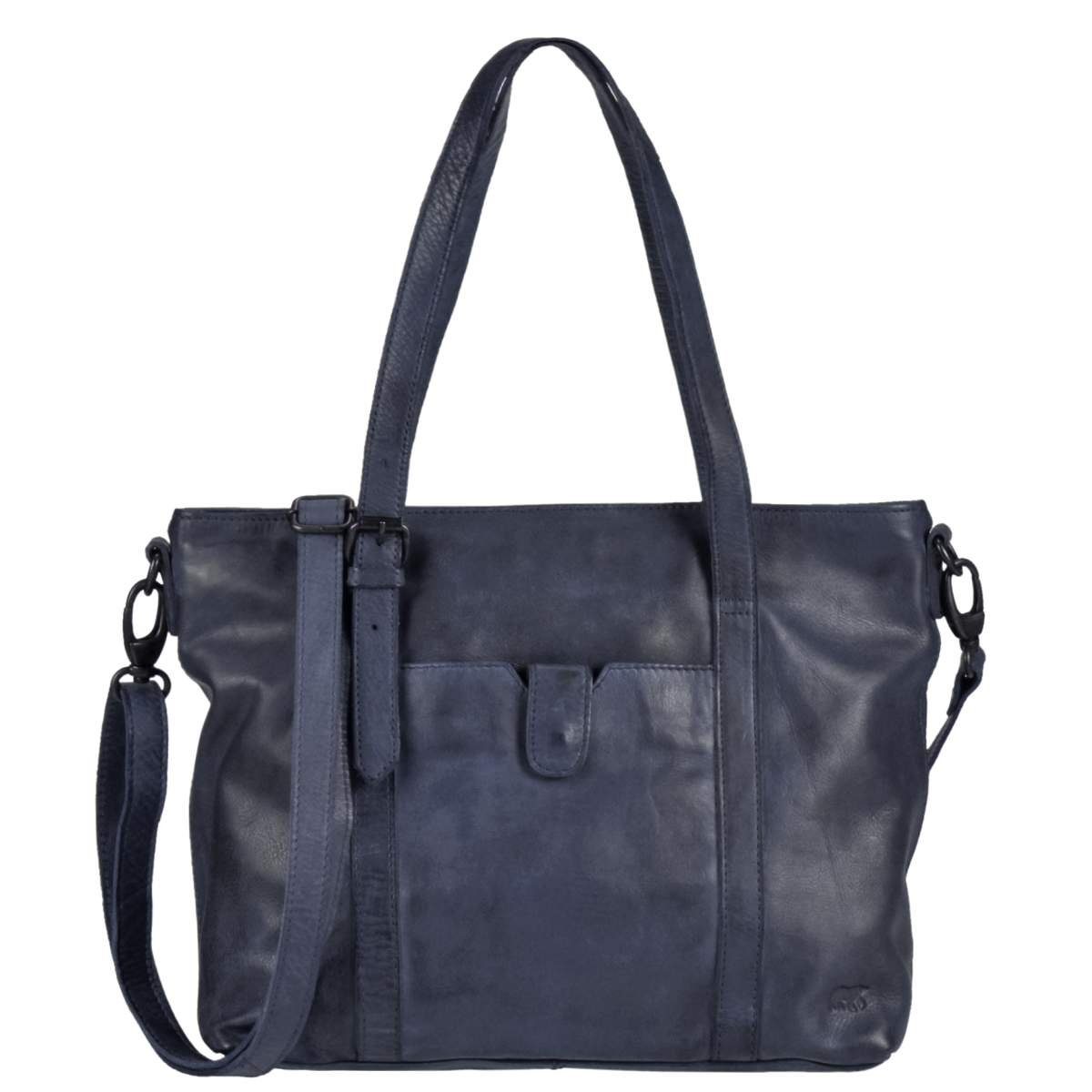 Bear Design Umhängetasche Diede, Handtasche, Shopper, Schultertasche 34x27cm, knautschiges Leder blau blue