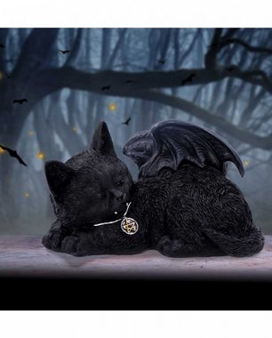 Horror-Shop Dekofigur Schlafende schwarze Katze mit Vampirflügel 18cm al