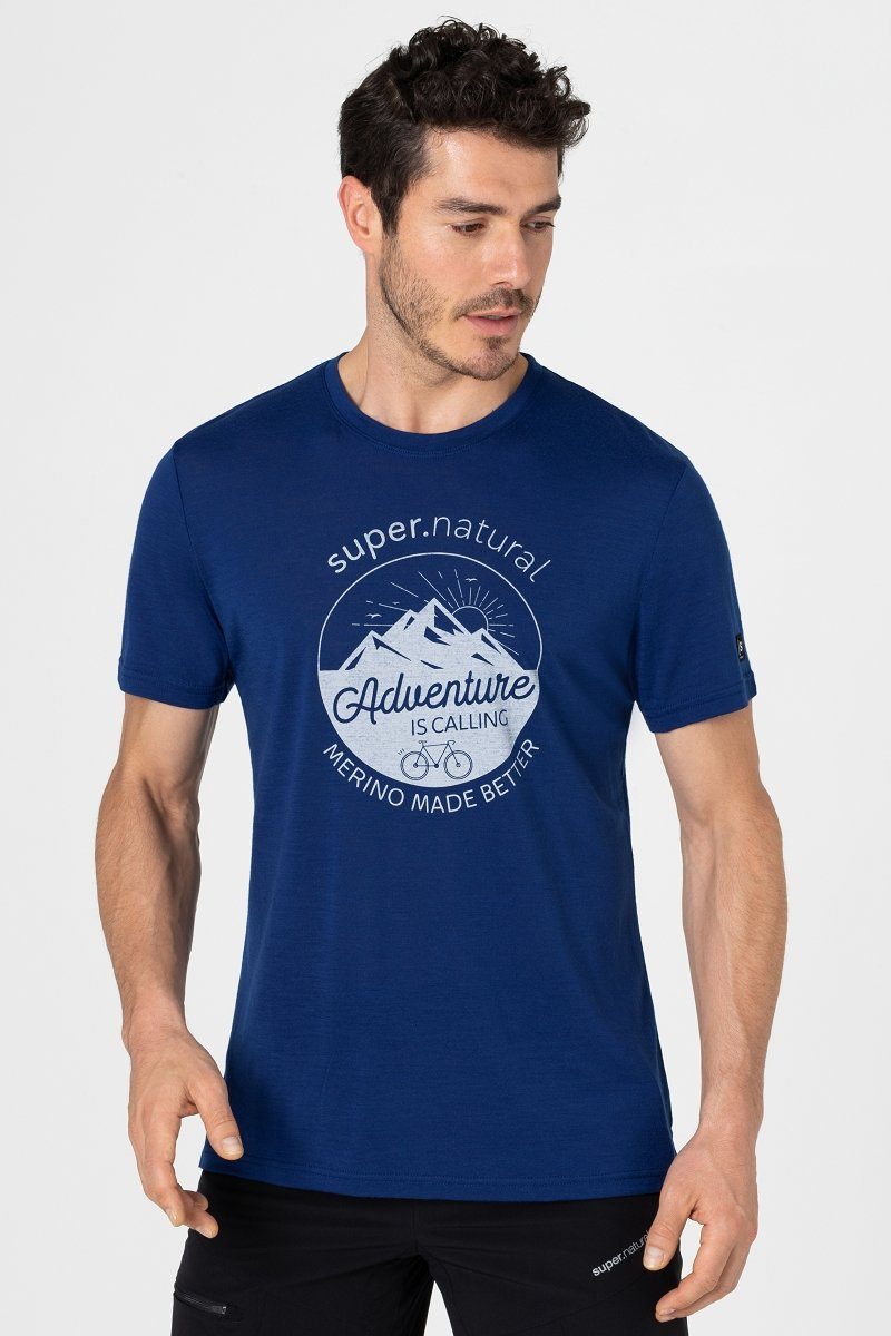 SUPER.NATURAL T-Shirt Merino T-Shirt M DISCOVER TEE sportlicher Merino-Materialmix Blue Depths/Vapor Grey