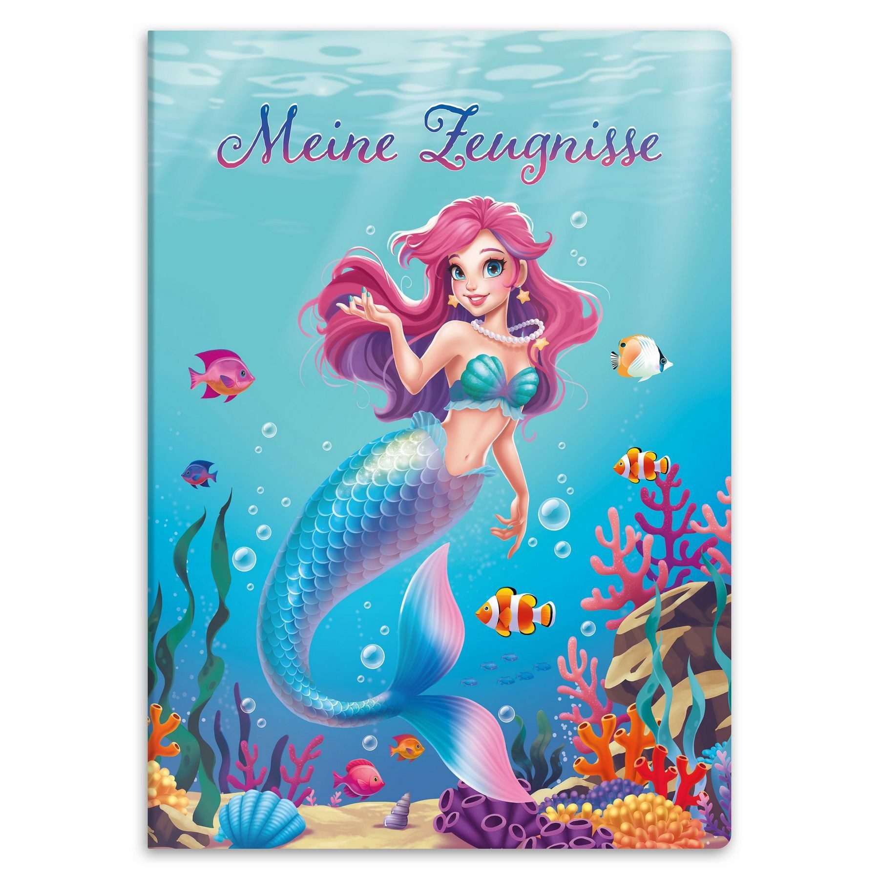 itenga Organisationsmappe ITENGA Zeugnismappe A4 Kunststoff Sichtbuch Motiv Meerjungfrau AQUA DR