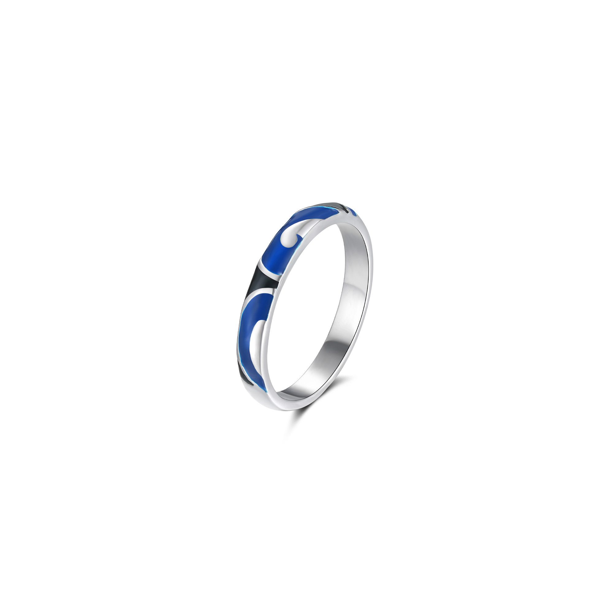 Seinerzeit FLORA & FAUNA Silberring Saphire Ozean Ring (1-tlg), Material: 925 Sterling Silber, rhodiniert, geschwärzt mit Emaille