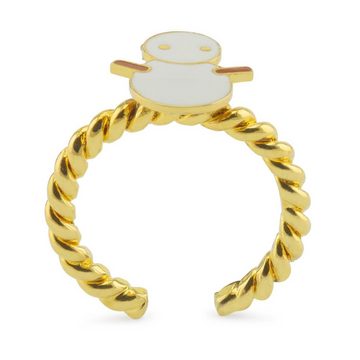 Monkimau Fingerring Damen Ring Schneemann 18k Gold plattiert (Packung), 18 Karat vergoldet