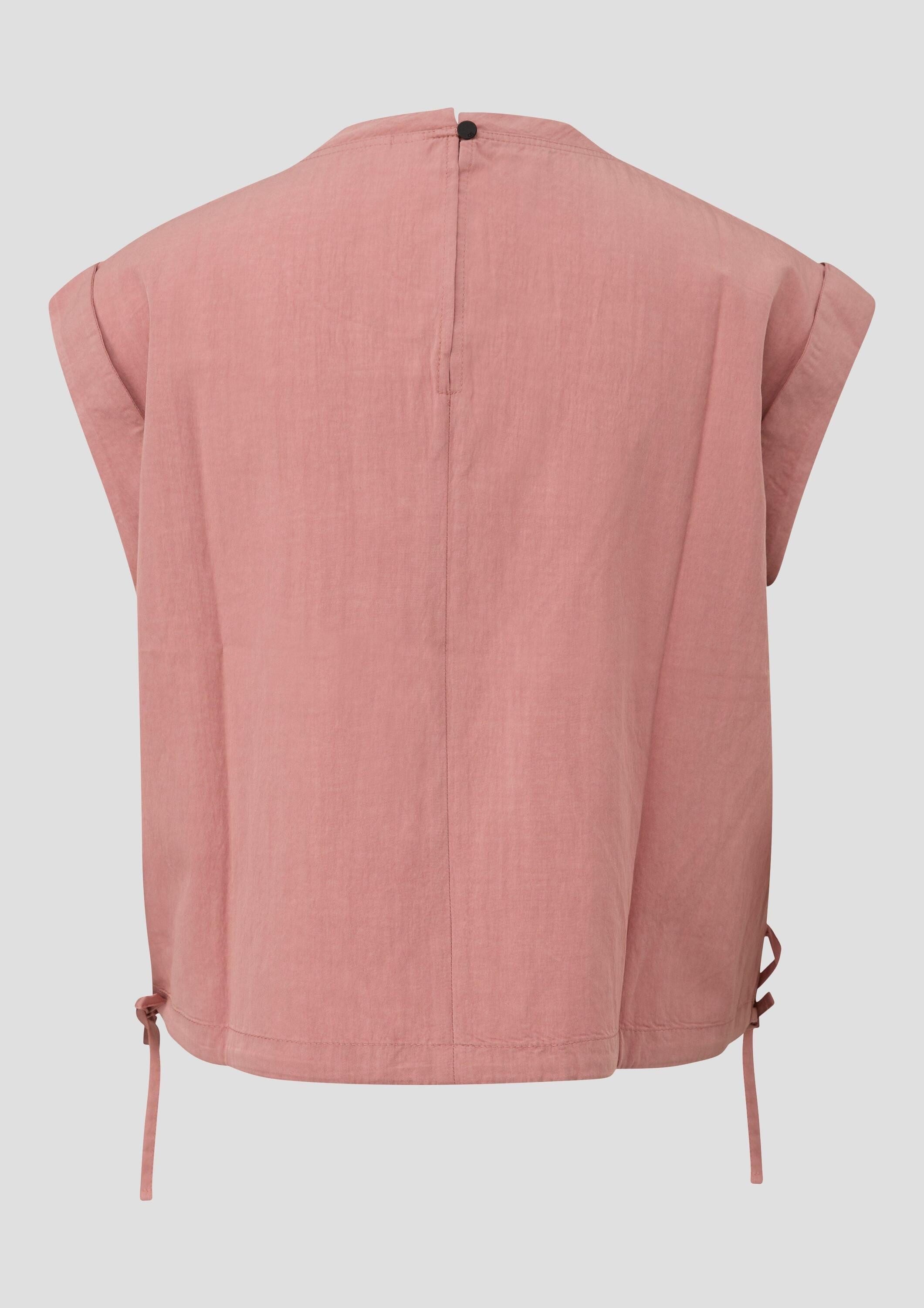 QS Kurzarmbluse Bluse Verkürztes Blusentop mit Tunnelzug