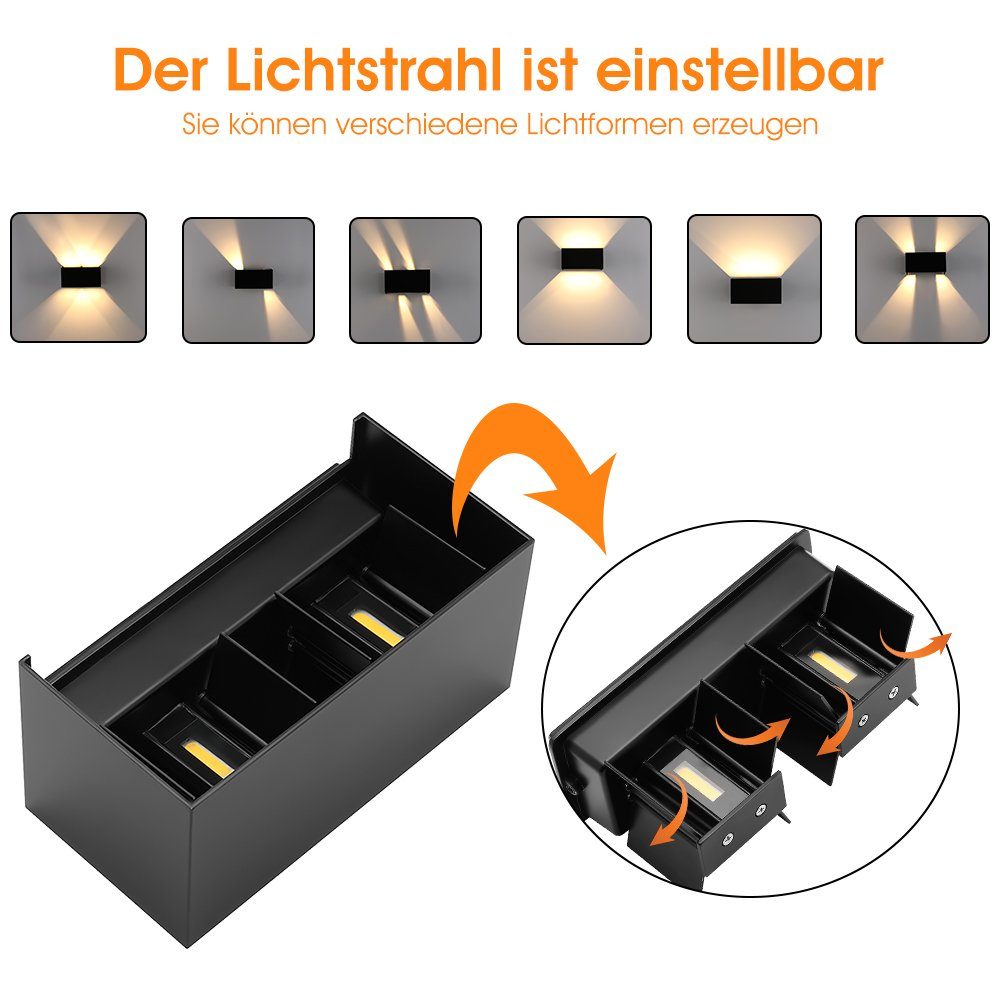 Bewegungsmelder LED IP65 integriert, Außen/Innen fest Hotel 12W Wandleuchte Wasserdicht, Wandlampe oyajia 1 für Stück Verstellbarer Modern Gaststätten, Strahl, Ohne Lampen, Quader Warmweiß, Hallen, Aluminium-Wandleuchte, LED