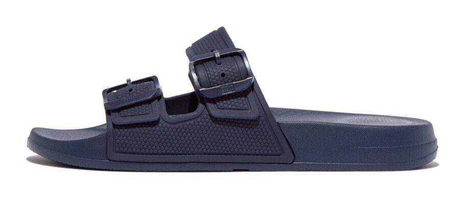 Fitflop IQUSHION TWO-BAR BUCKLE SLIDES Pantolette, Sommerschuh, Schlappen, Badeschuh mit zwei verstellbaren Schnallen