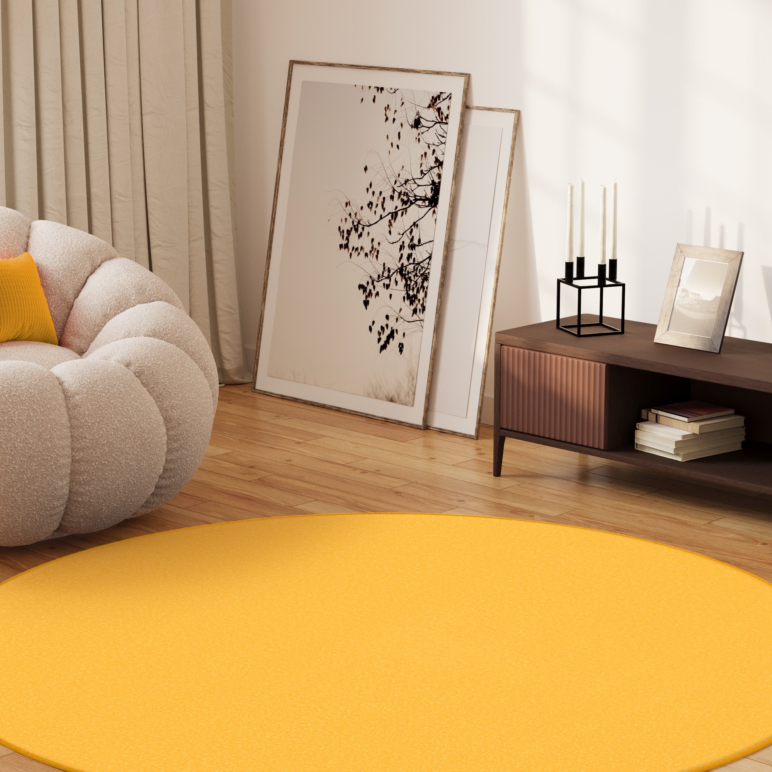 Tapiso Outdoorteppich MONO, rund, Höhe: 6 mm, Kurzflor Indoor Outdoor Einfarbig