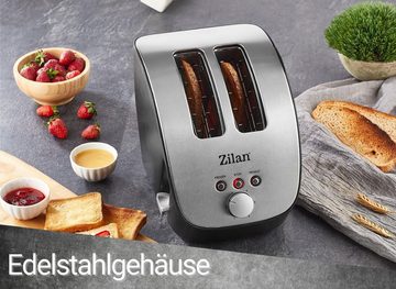 Zilan Toaster ZLN-2690, 2 große Schlitze, für 2 Scheiben, 1000 W, Edelstahl Gehäuse