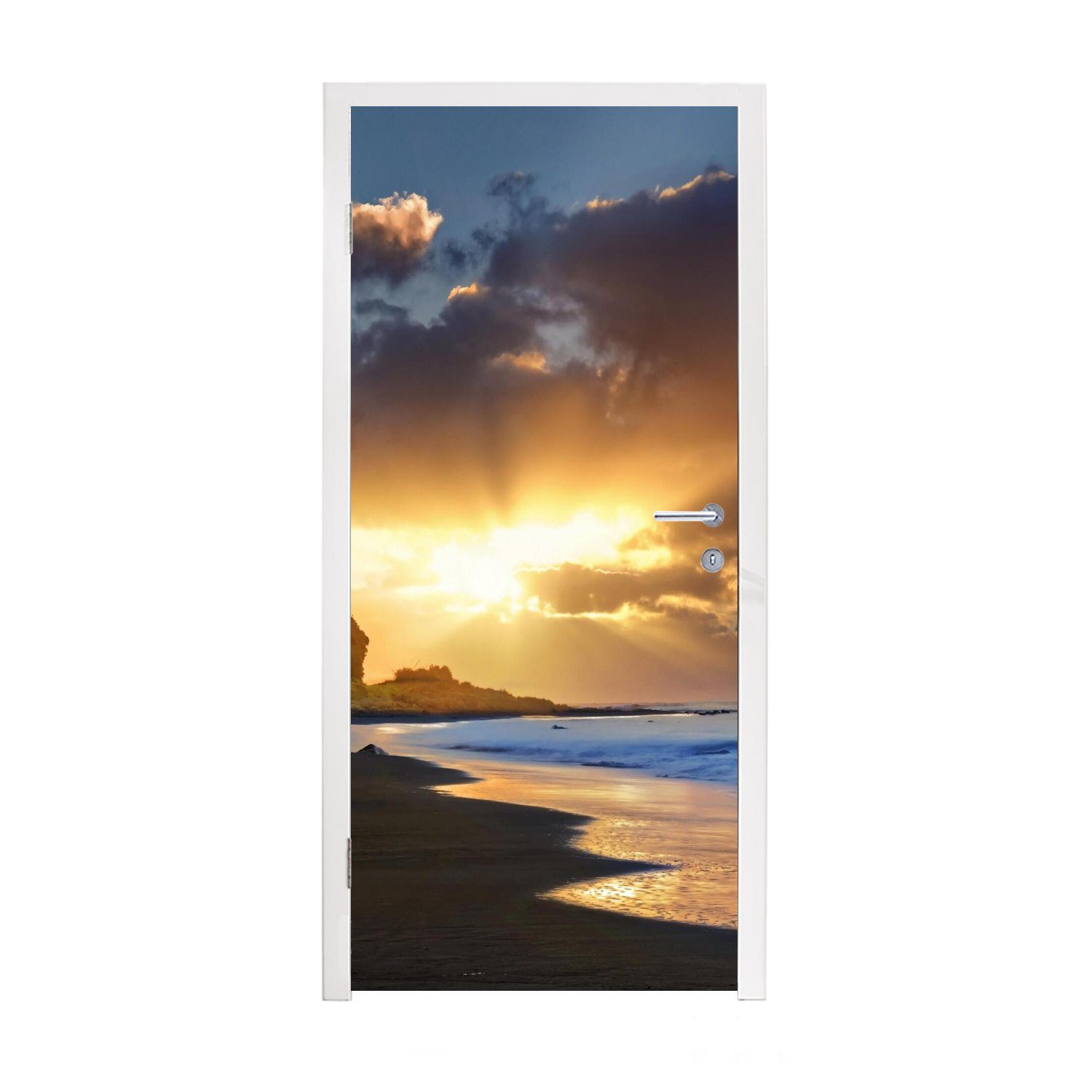 MuchoWow Türtapete Strand des Whanganui-Nationalparks auf der Nordinsel, Matt, bedruckt, (1 St), Fototapete für Tür, Türaufkleber, 75x205 cm | Türtapeten