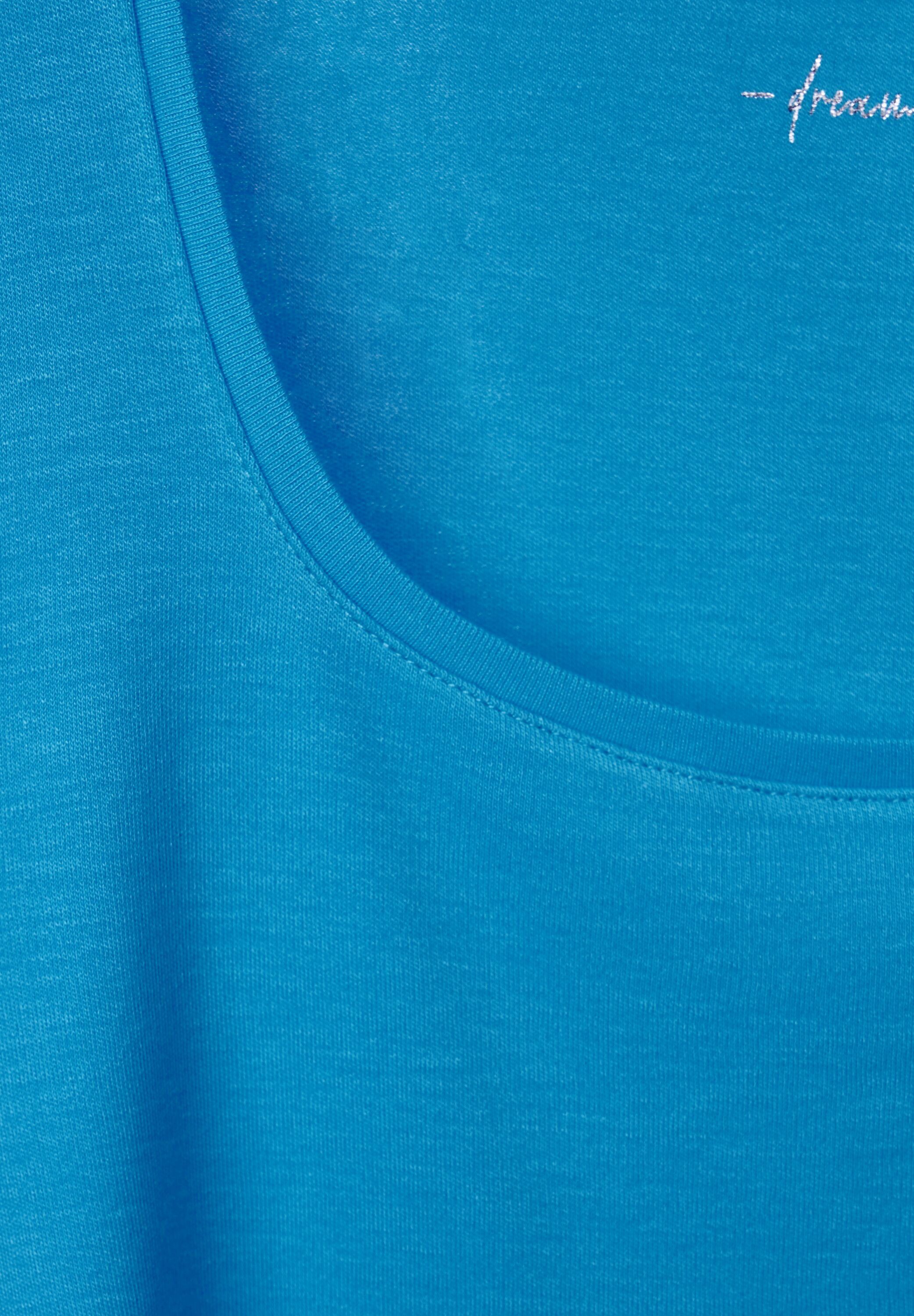 STREET ONE Rundhalsshirt in Unifarbe aqua splash