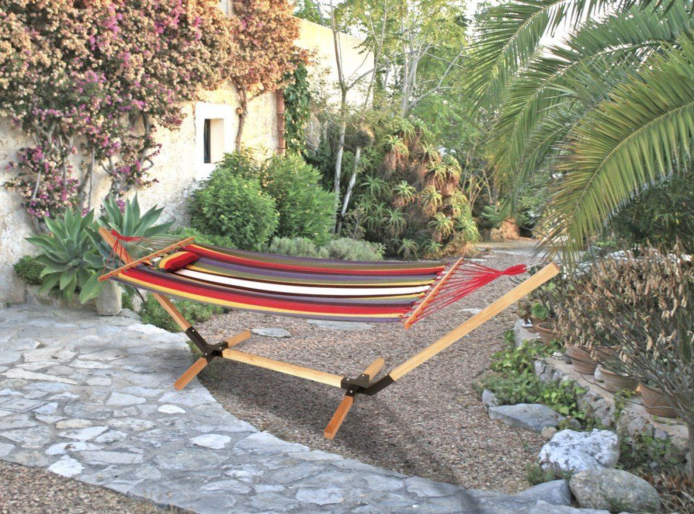 Garden Pleasure Relaxsessel, Hängematte Holz Gestell Hängeliege Matte