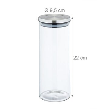 relaxdays Vorratsglas Vorratsgläser 4er Set je 1,3 Liter, Glas