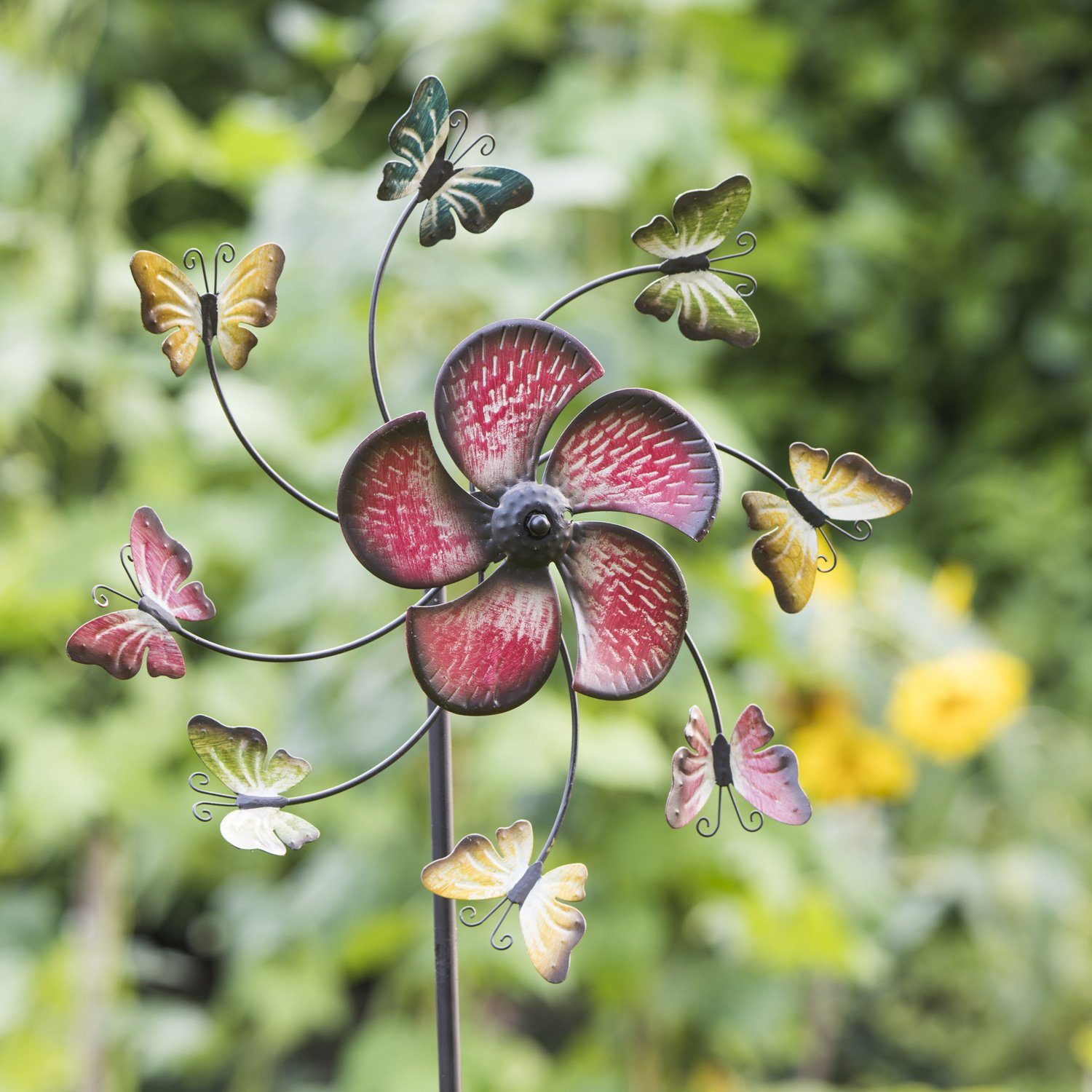 MARELIDA Deko-Windrad Schmetterling Metall Deko Garten rot gelb blau  Windspiel Gartenstecker (1 St)