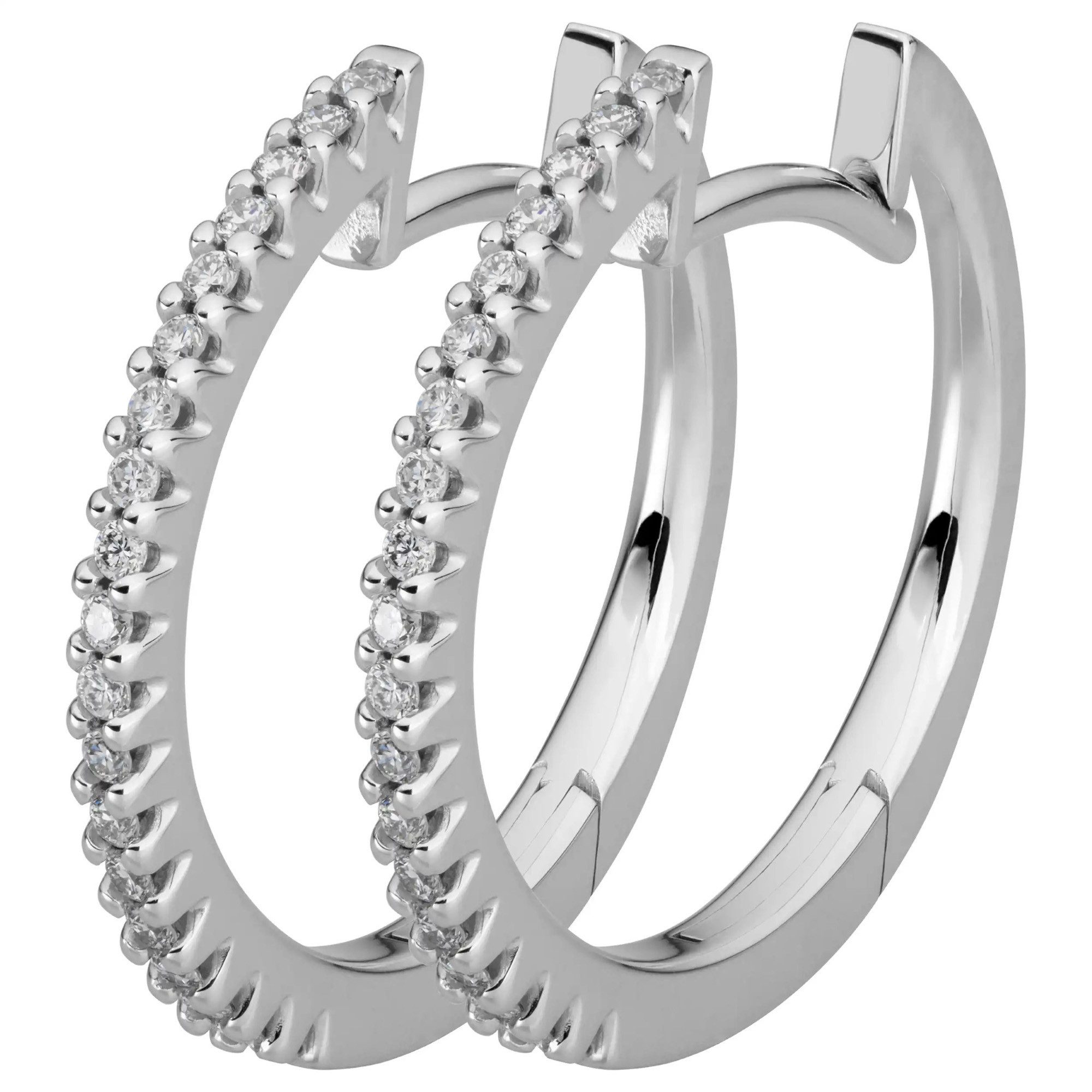 LYOMI Paar Creolen 585/- Weißgold 38 synth. Diam. 0,24ct.