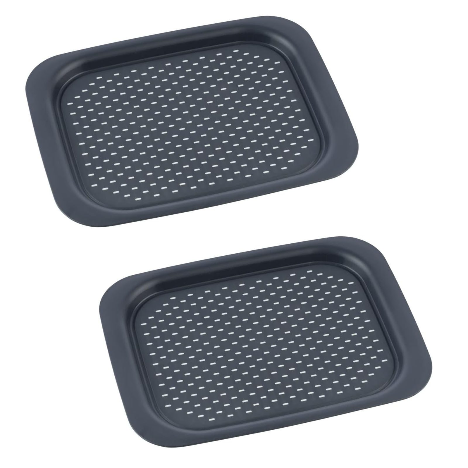 WENKO Servierplatte Anti-Rutsch Tablett Serviertablett Frühstückstablett, Syntetikmaterial, (2-tlg), 41.5 x 2.3 x 31.3 cm Anthrazit Rutschfest