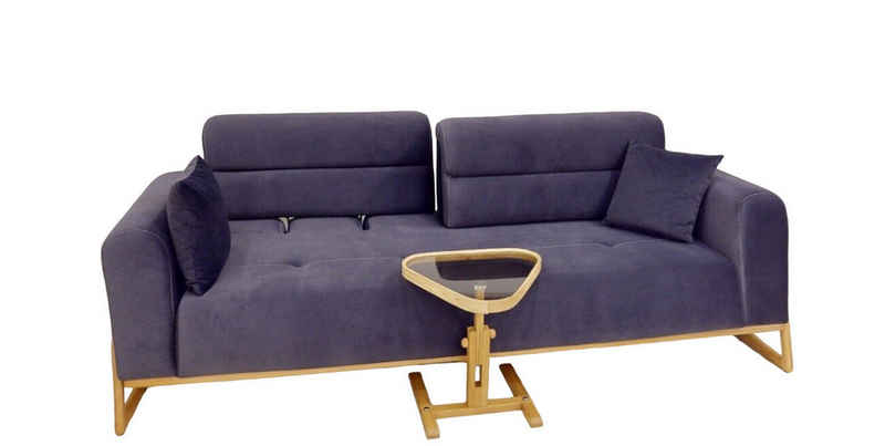 JVmoebel 3-Sitzer Exklusiver Blauer 3-Sitzer Wohnzimmer Designer Couch Luxus Sitzmöbel, 1 Teile, Made in Europa