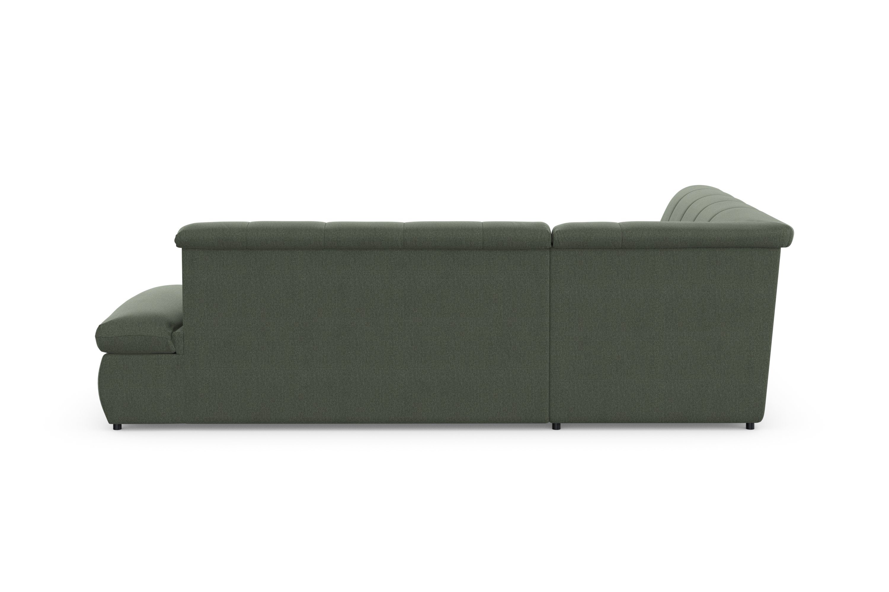 DOMO collection Ecksofa dunkelgrün Bettfunktion Armlehnenverstellung und mit Moric, wahlweise