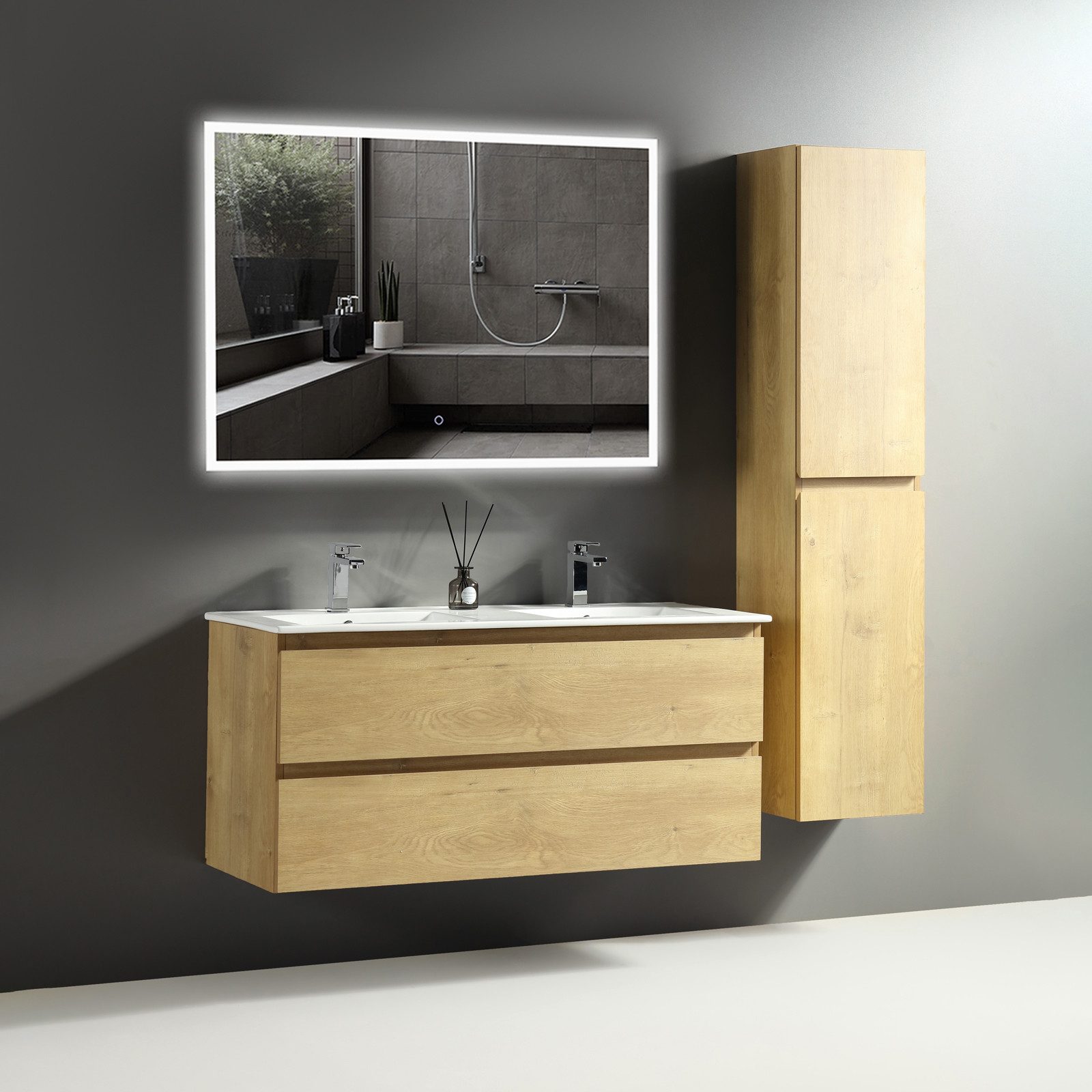 Alpenberger Badezimmer-Set Badezimmer Möbel Badschrank, (Led günstig online kaufen