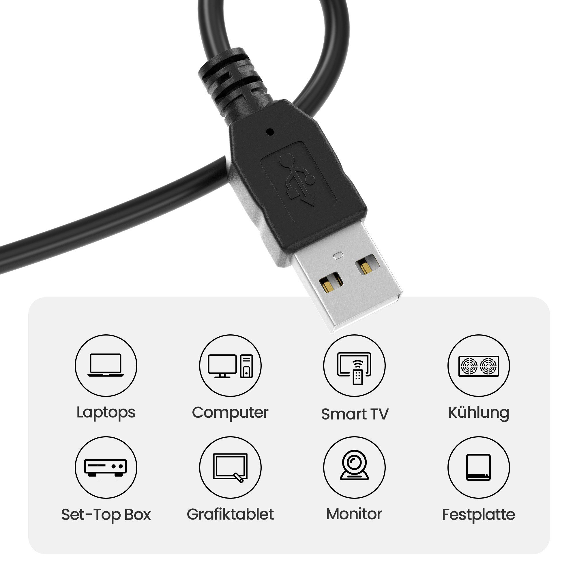 JAMEGA USB Kabel - Datenkabel USB A zu USB A Verbindungskabel USB-Kabel, USB Typ A, USB A (200 cm)