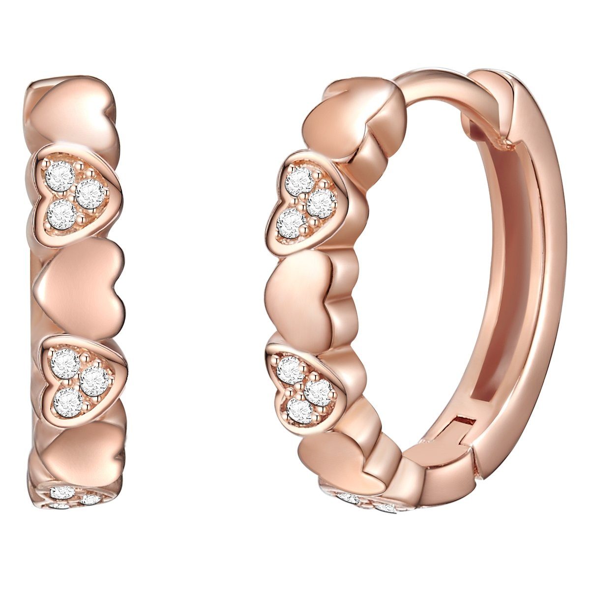 Rafaela Donata Paar Creolen Herz roségold, aus Sterling Silber günstig online kaufen