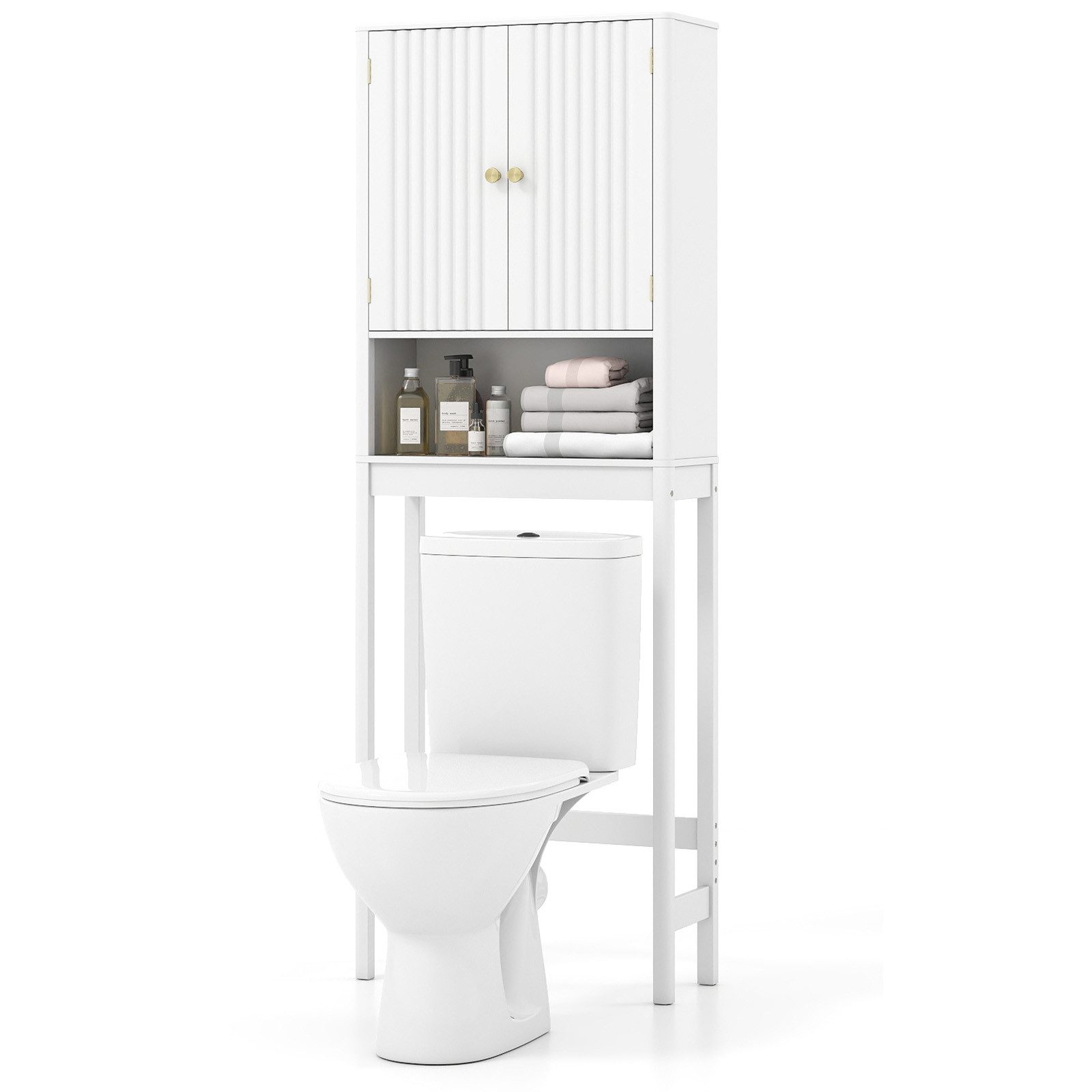 COSTWAY Badregal, Toilettenschrank Überbauschrank mit Türen 168 cm