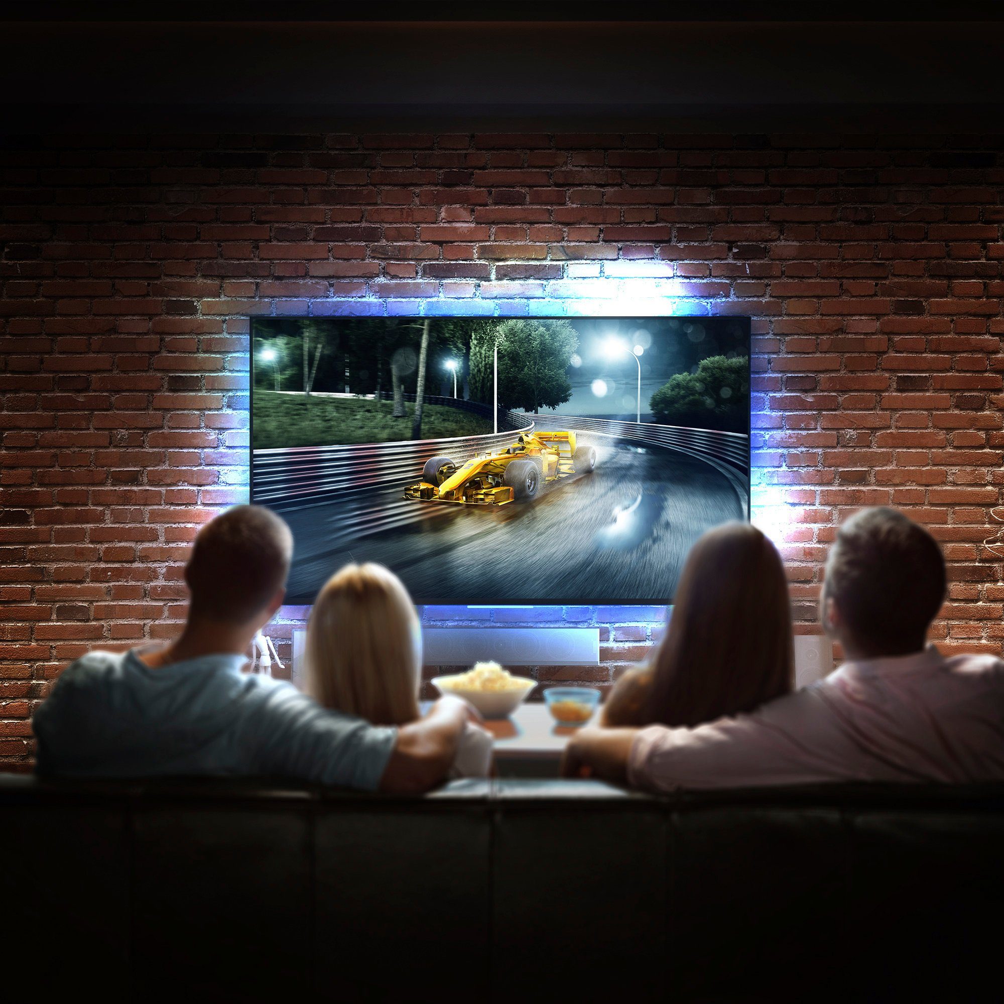 B.K.Licht LED Stripe BK_LS1231 TV für Farbwechsel, mit LED-Strip, Fernbedienung, 36-flammig, Selbstklebend 40-50 meter, mit Bildschirme 2 Zoll, Mit USB, RGB