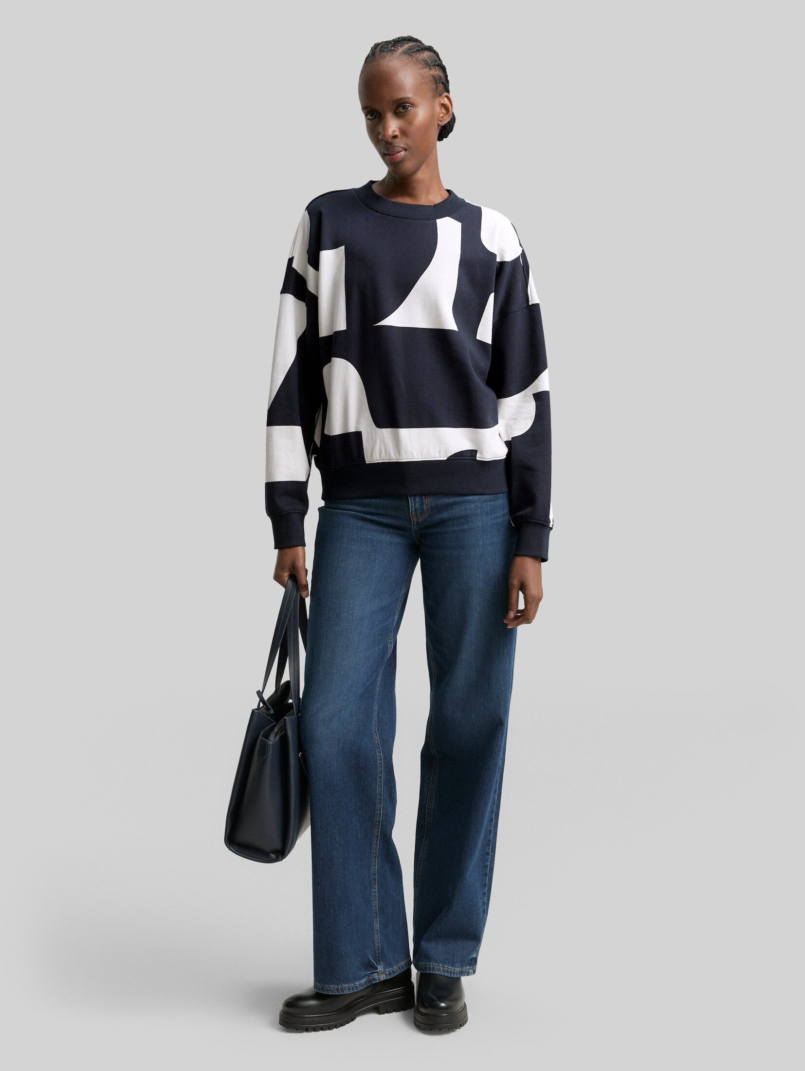 TOM TAILOR Denim Sweatshirt Strick & Sweatshirts Loose Fit Sweatshirt mit Muster – Bild 5 von 5