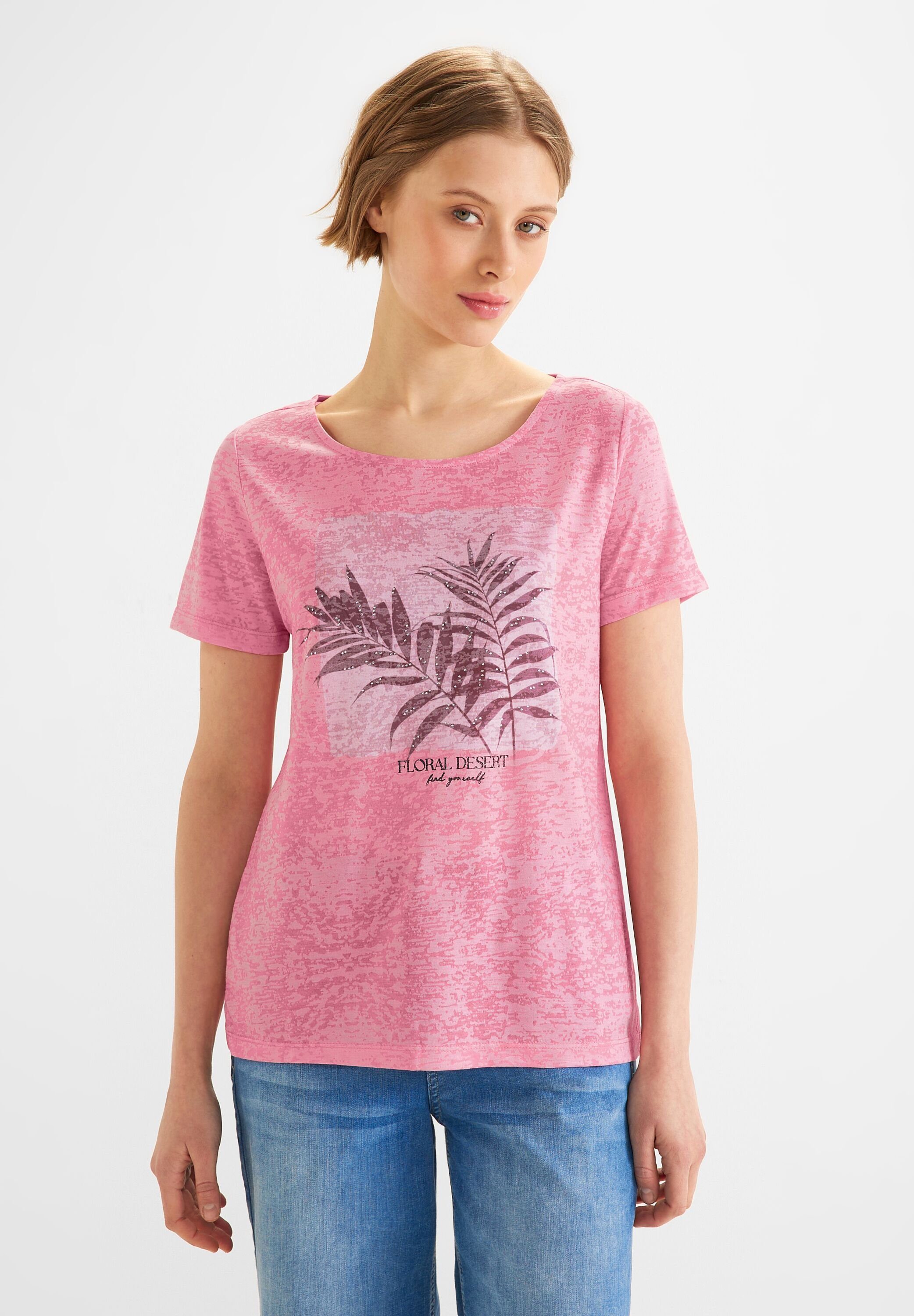 STREET ONE T-Shirt mit Burnout-Optik strong berry shake