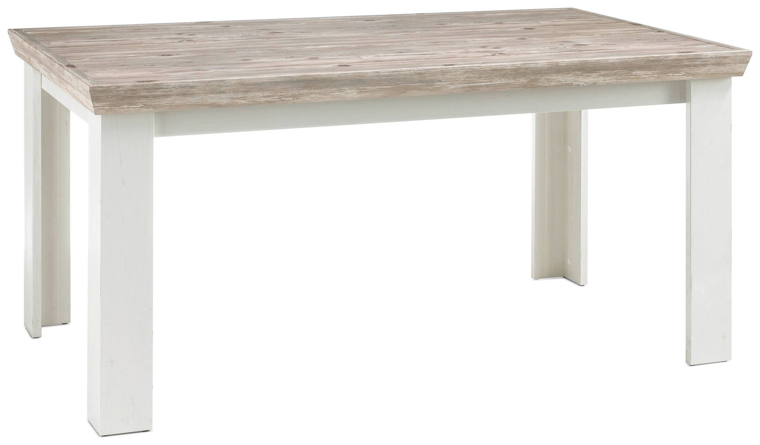 rechteckig, (Esstisch, Esstisch Pinie Landhausstil Tisch), cm, viel 90x160 stellbar, Stylefy Weiß, Pinie Stauraum, variabel Samwell