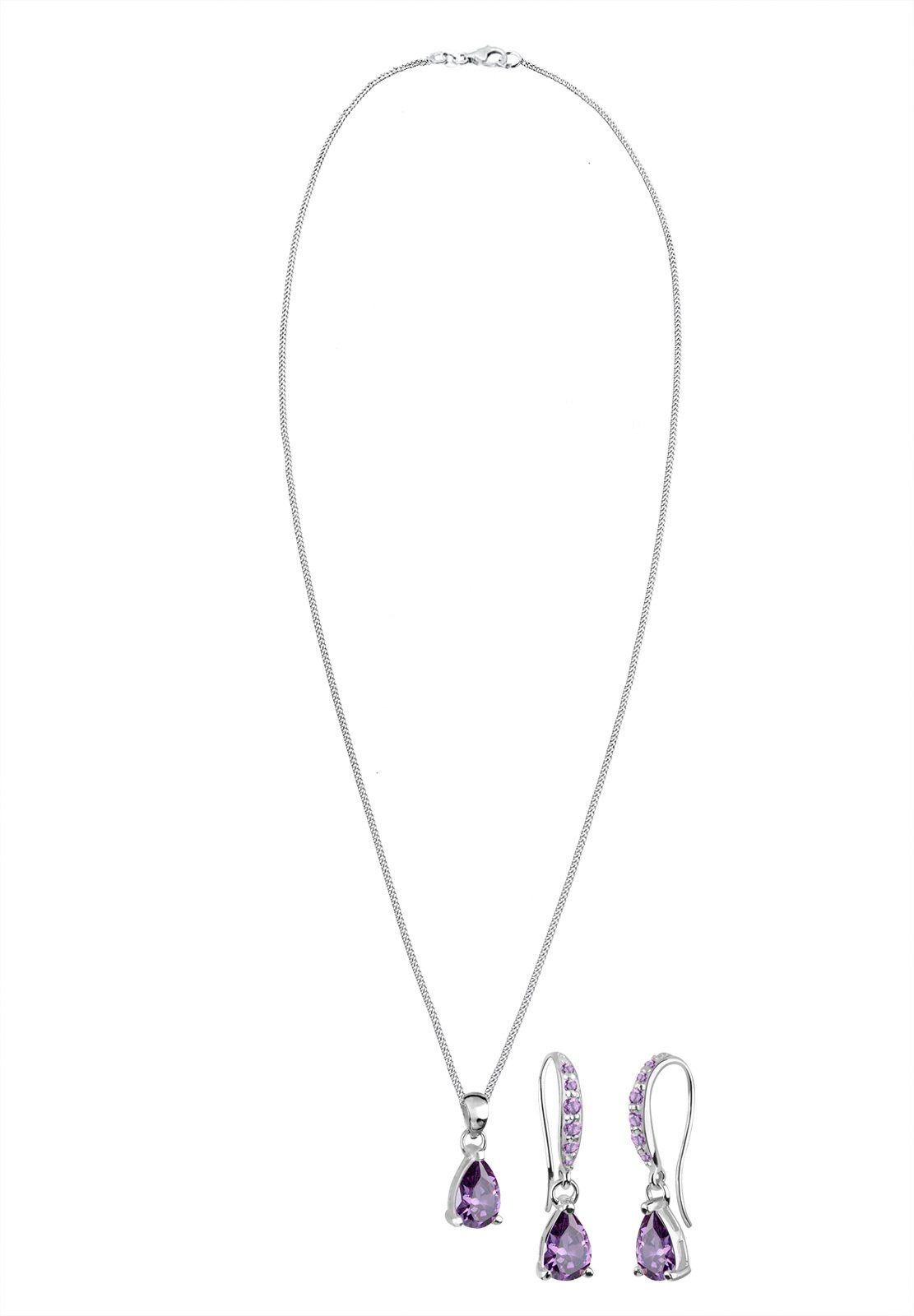 Elli Schmuckset Ohrhänger Anhänger mit Zirkonia Tropfen aus 925 Sterling Silber, Tropfen