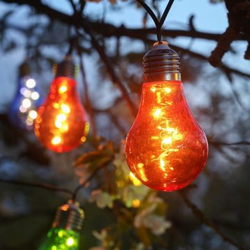 MARELIDA LED-Lichterkette LED Solar Lichterkette Glühbirne bunt 4,5m Dauer Blinklicht Retro, 50-flammig