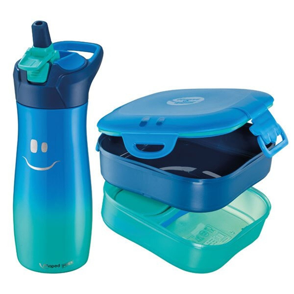 MAPED Kindergeschirr-Set Maped Pausenset Kids Concept Lunchbox und Trinkflasche blau 2 Teile