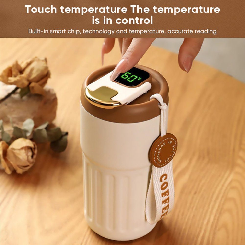 weißer Kaffeebecher Temperaturanzeige, Mit Tasse Kaffee Tragbarer Isolierbecher Blusmart Aus