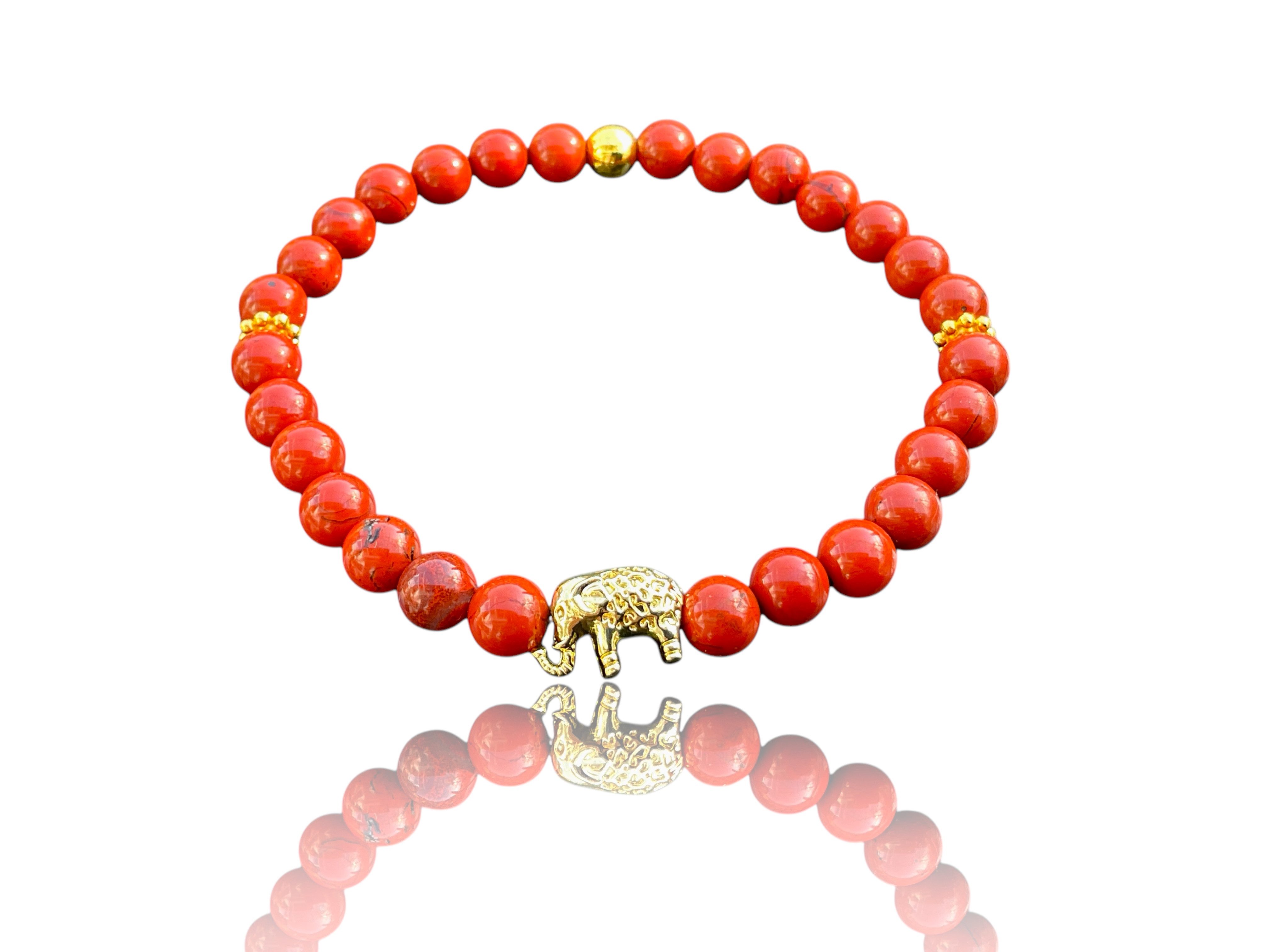 Steinfixx® Perlenarmband Jaspis Edelsteinarmband Elefant mit 14 k vergoldet günstig online kaufen