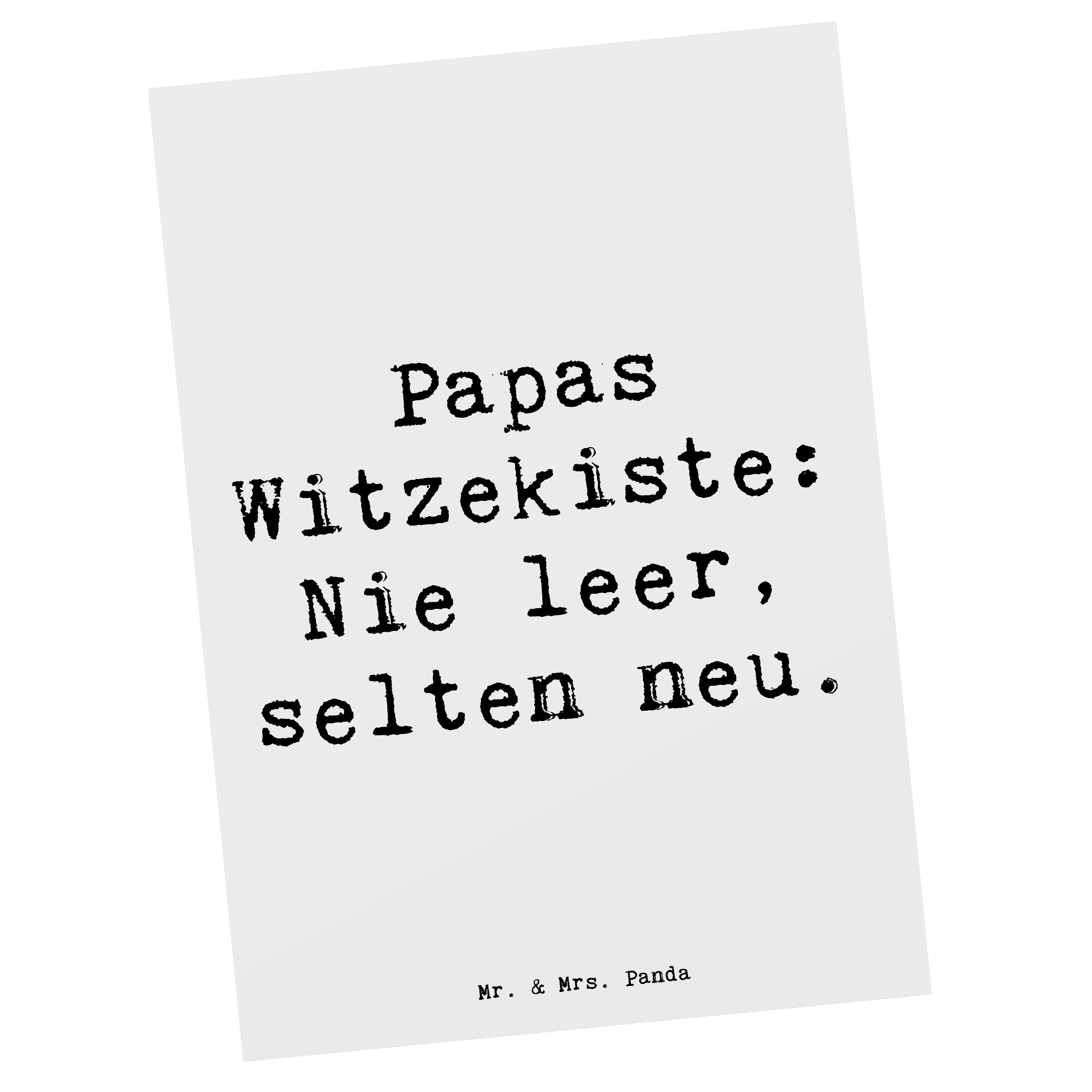 Mr. & Mrs. Panda Postkarte Papas Witzekiste - Weiß - Geschenk, Papa Spaß, Karte, Postkarte, Erzi, Hochglänzend veredelt